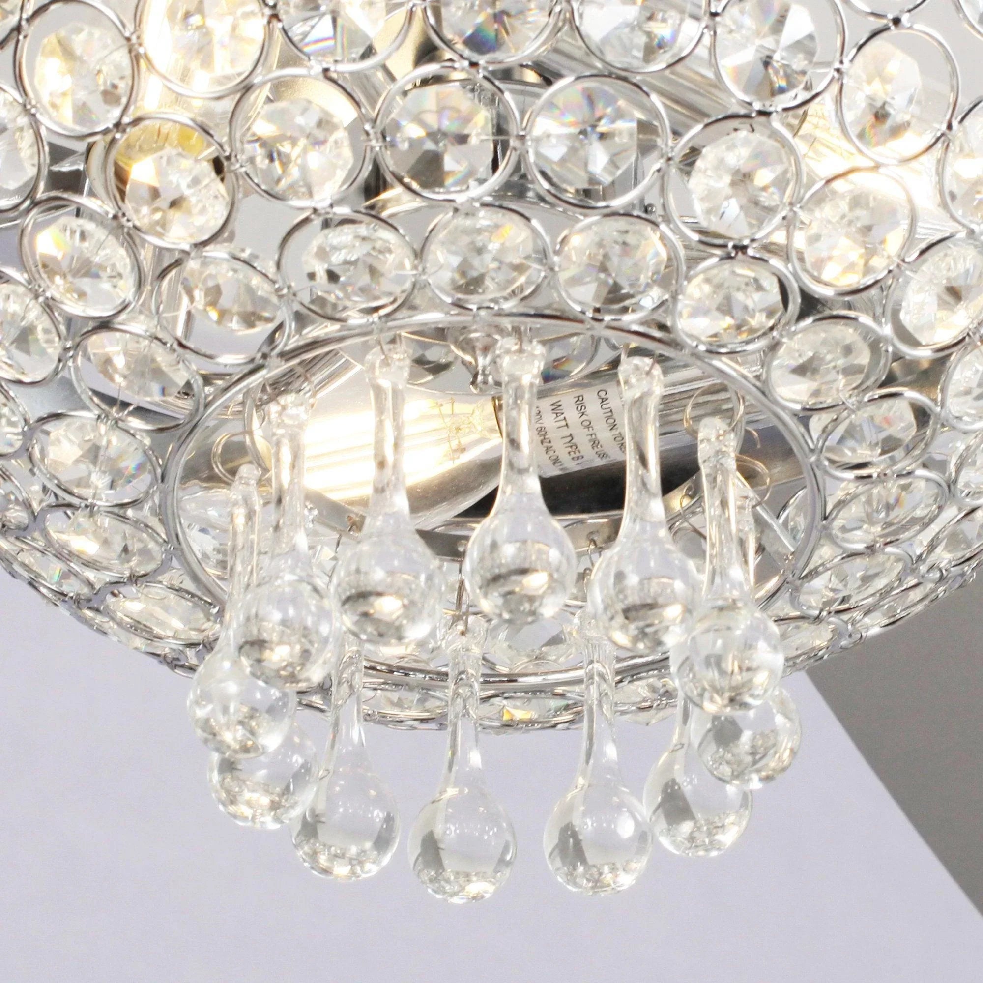 52" Kanpur Modern Chrome Flush Mount Reversible Crystal Ceiling Fan with Lighting and Remote Control - ParrotUncle