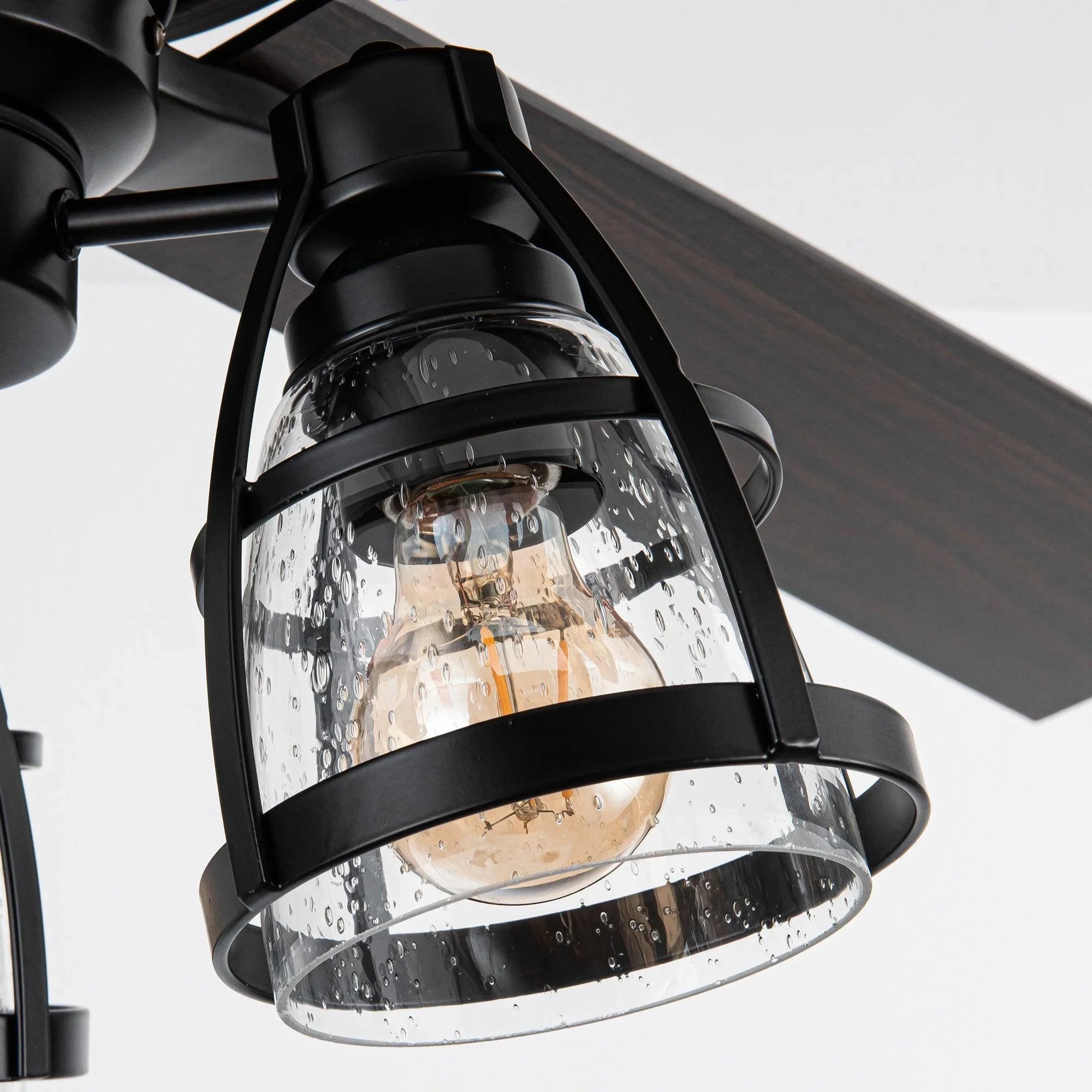 52" Kashmir Industrial Downrod Mount Reversible Ceiling Fan with Lighting and Remote Control - ParrotUncle