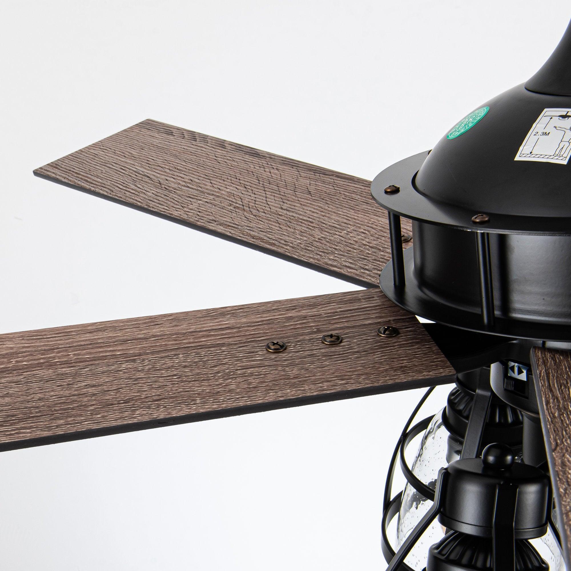 52" Kashmir Industrial Downrod Mount Reversible Ceiling Fan with Lighting and Remote Control - ParrotUncle