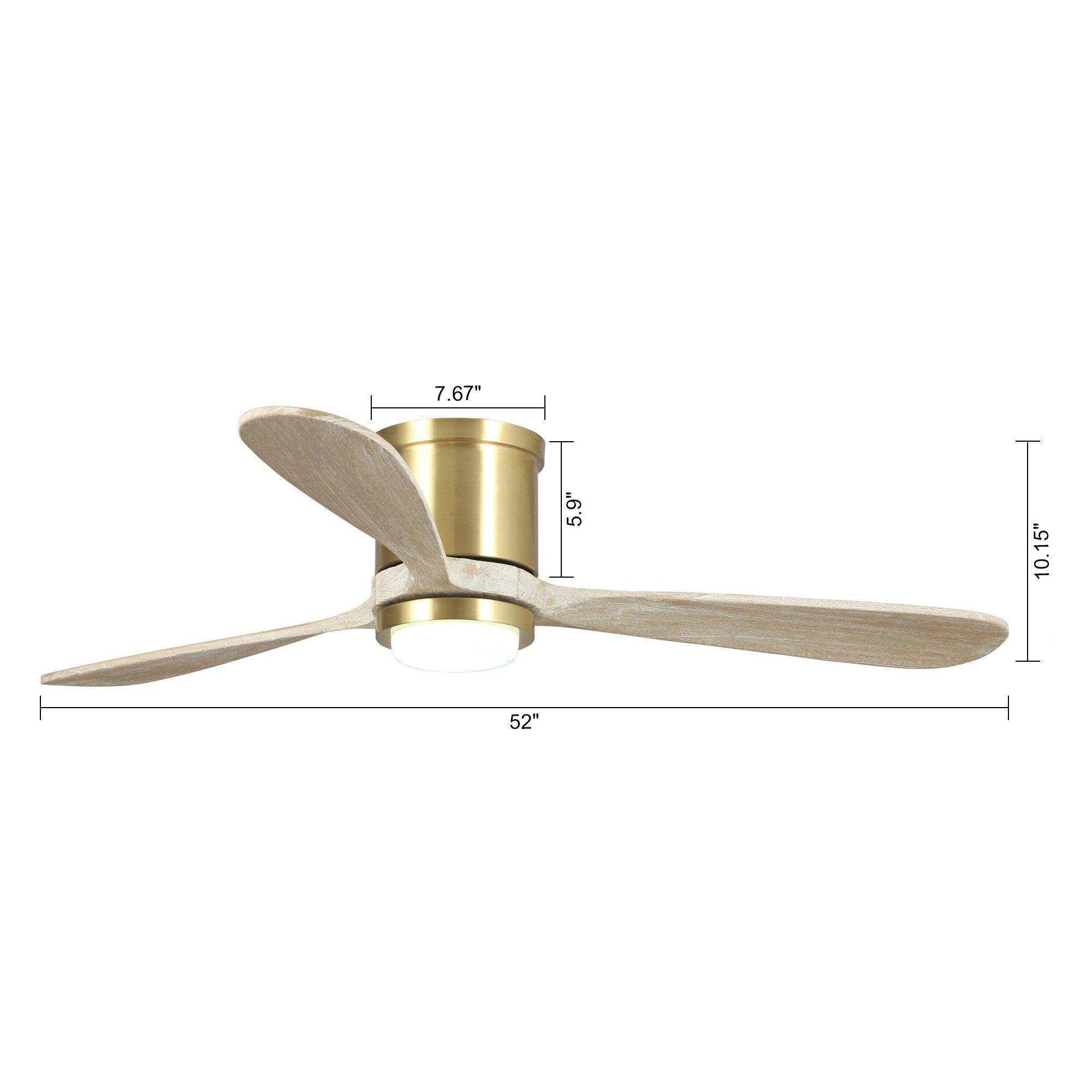 52" Mayna Modern Flush Mount Reversible Ceiling Fan with LED Lighting and Remote Control - ParrotUncle