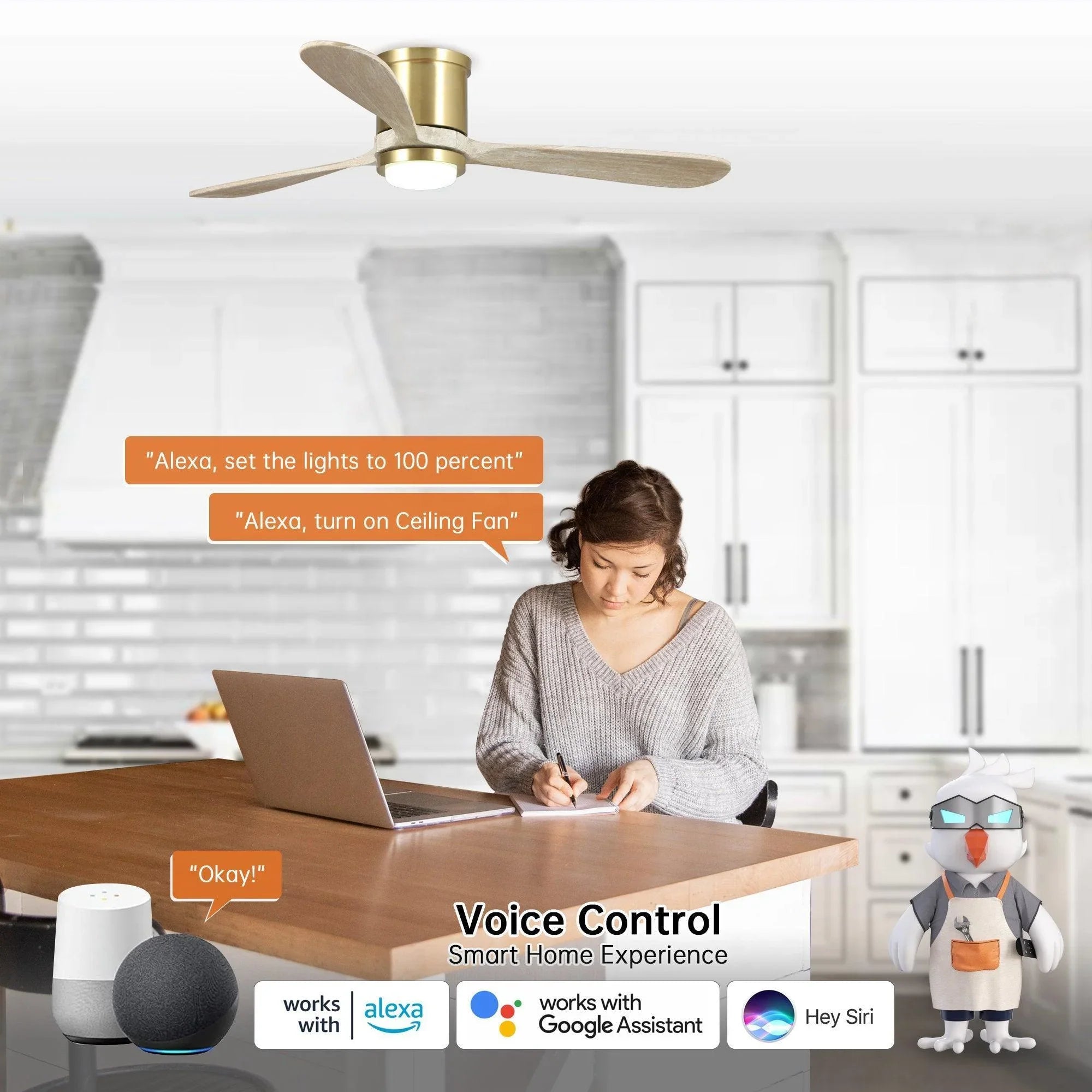 52" Mayna Smart Fan with LED Light - ParrotUncle