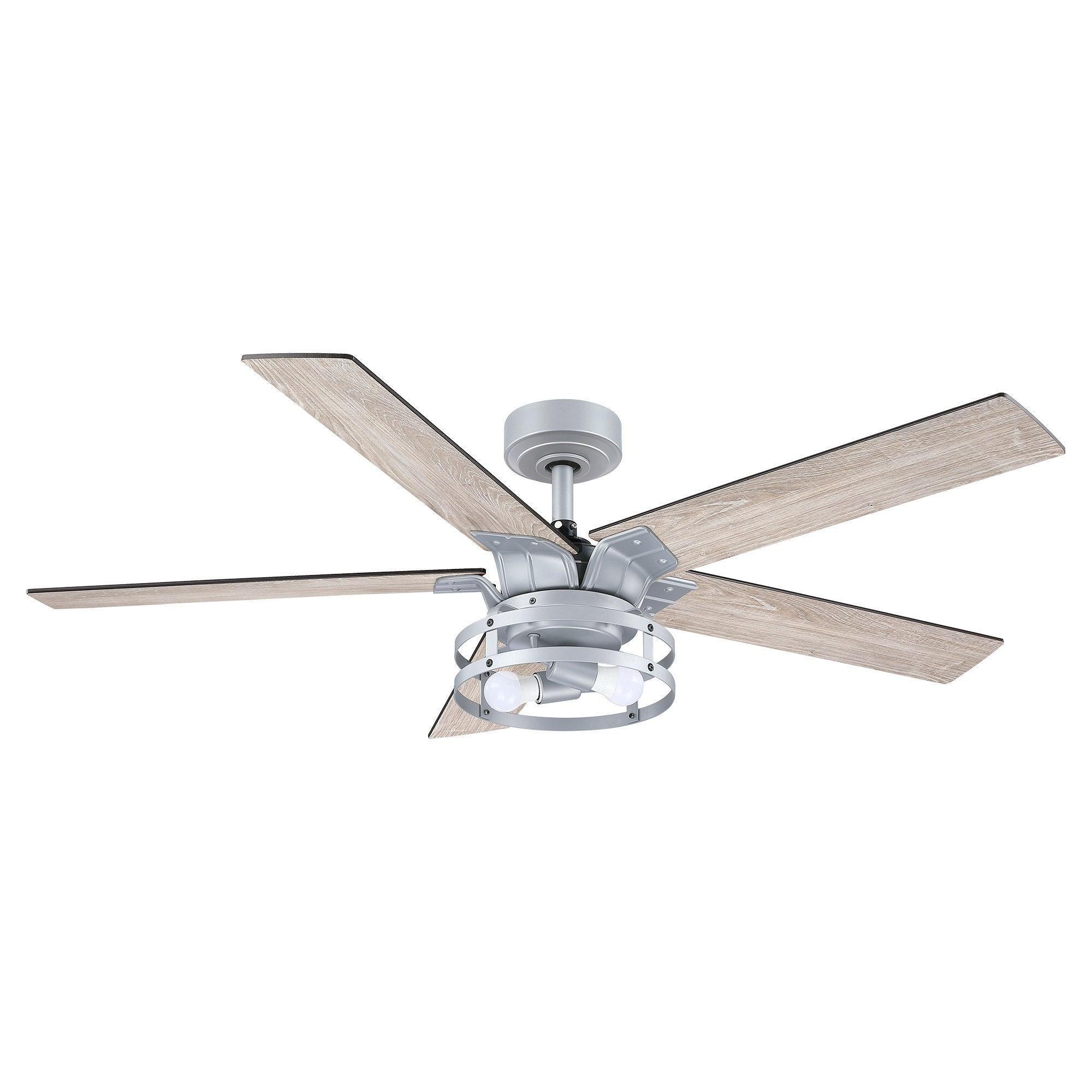 52" Prayag Industrial Downrod Mount Reversible Ceiling Fan with Lighting and Remote Control - ParrotUncle