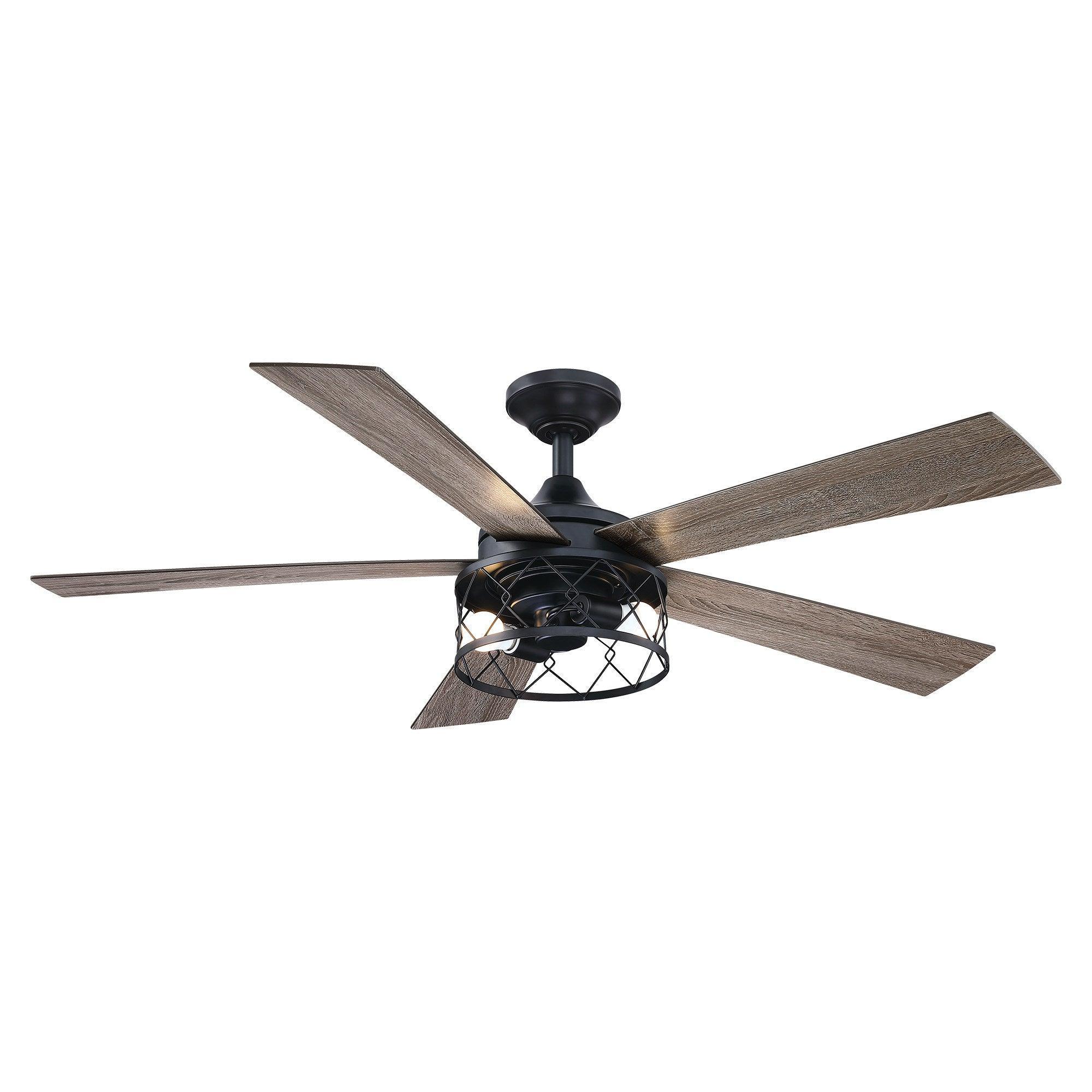 52" Windmill Modern Downrod Mount Reversible Ceiling Fan with Lighting and Remote Control - ParrotUncle