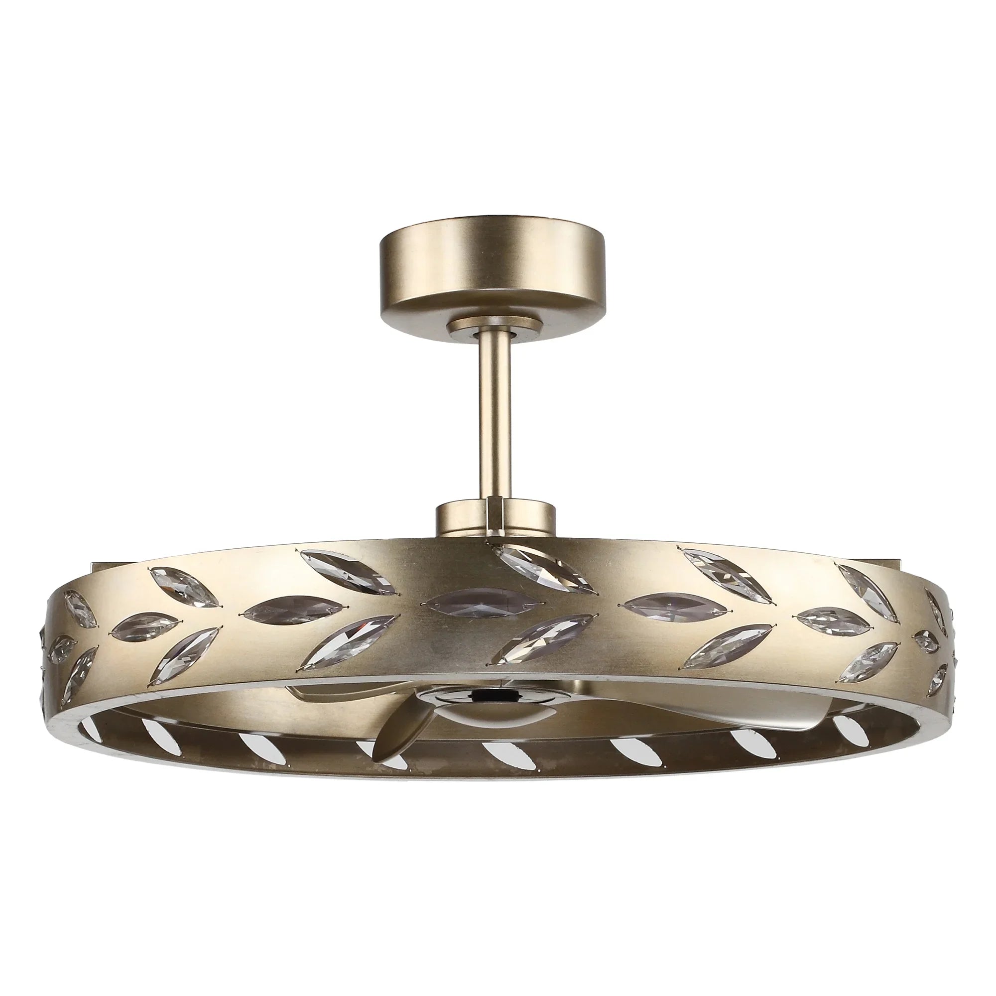 Perimost 29 Inch Antique Silver Downrod Mount Luxury Fandelier with Light and Remote Control