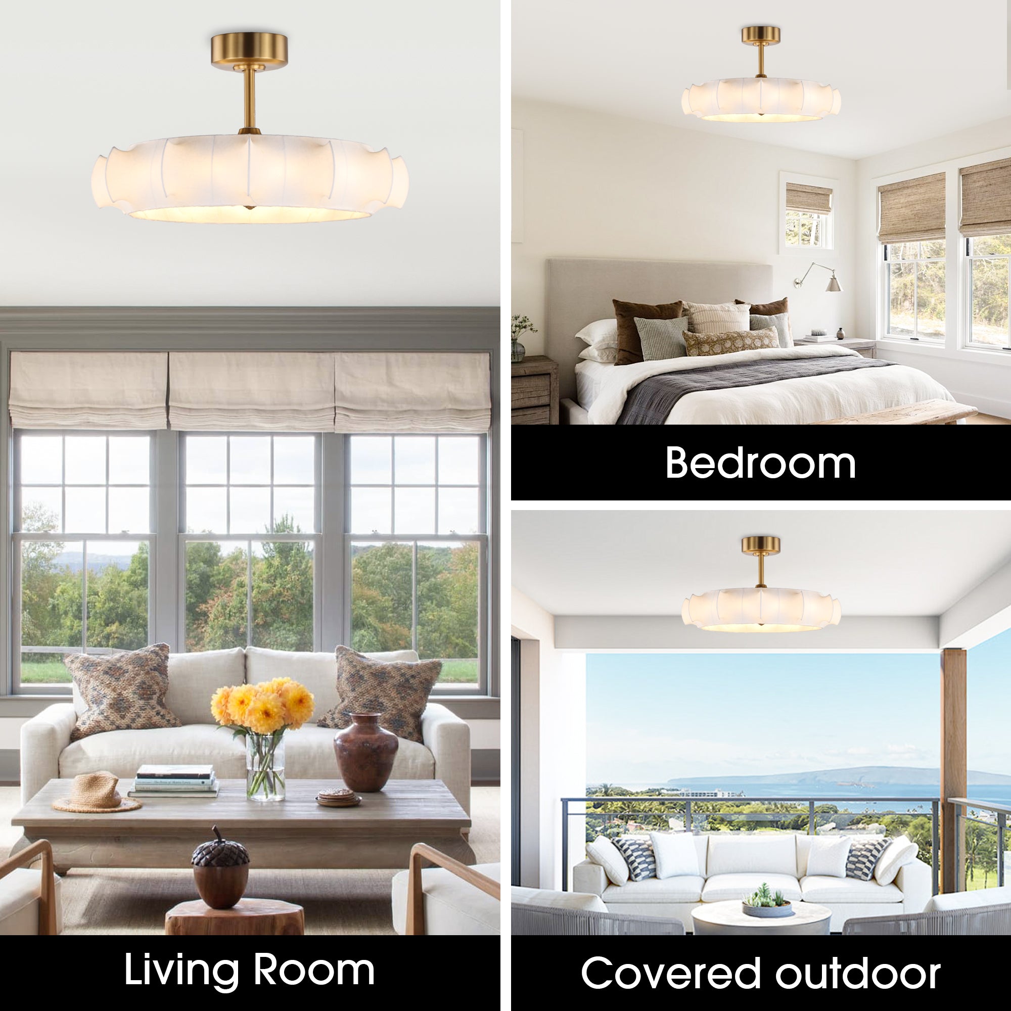 Perimost 30 Inch Electroplated Golden Downrod Mount Luxury Fandelier with Light and Remote Control