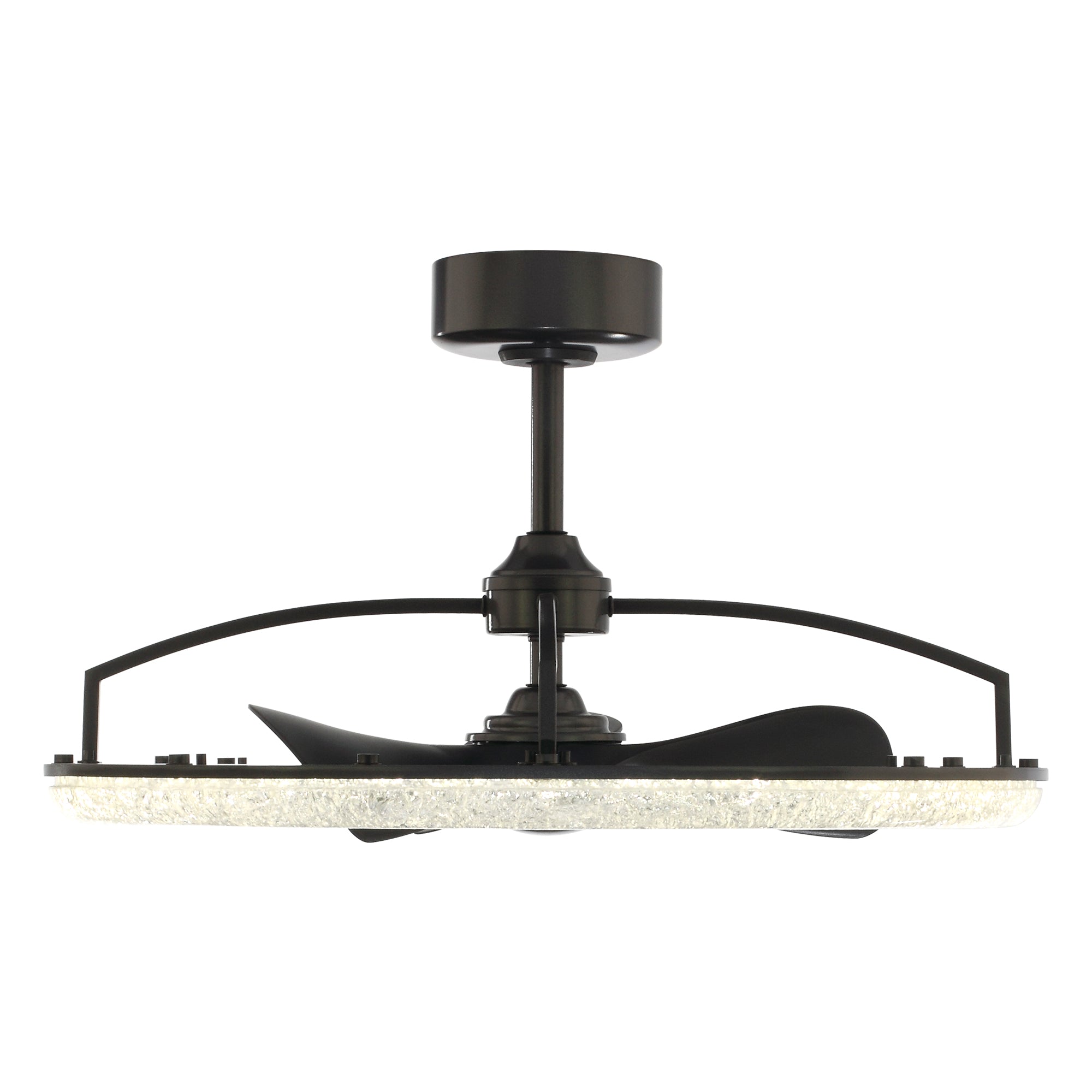 Perimost 32 Inch Black Downrod Mount Luxury Fandelier with Light and Remote Control