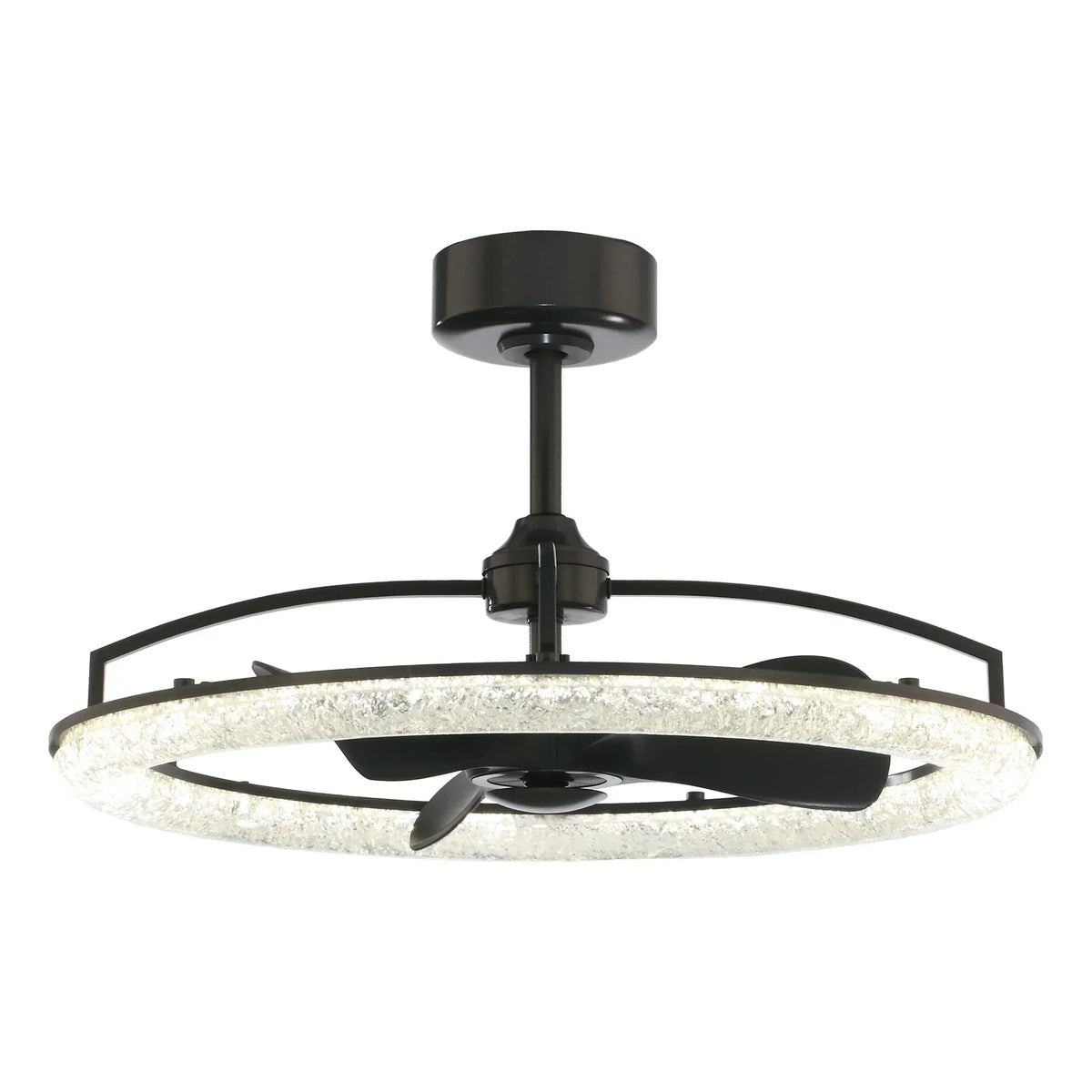 Perimost 32 Inch Black Downrod Mount Luxury Fandelier with Light and Remote Control