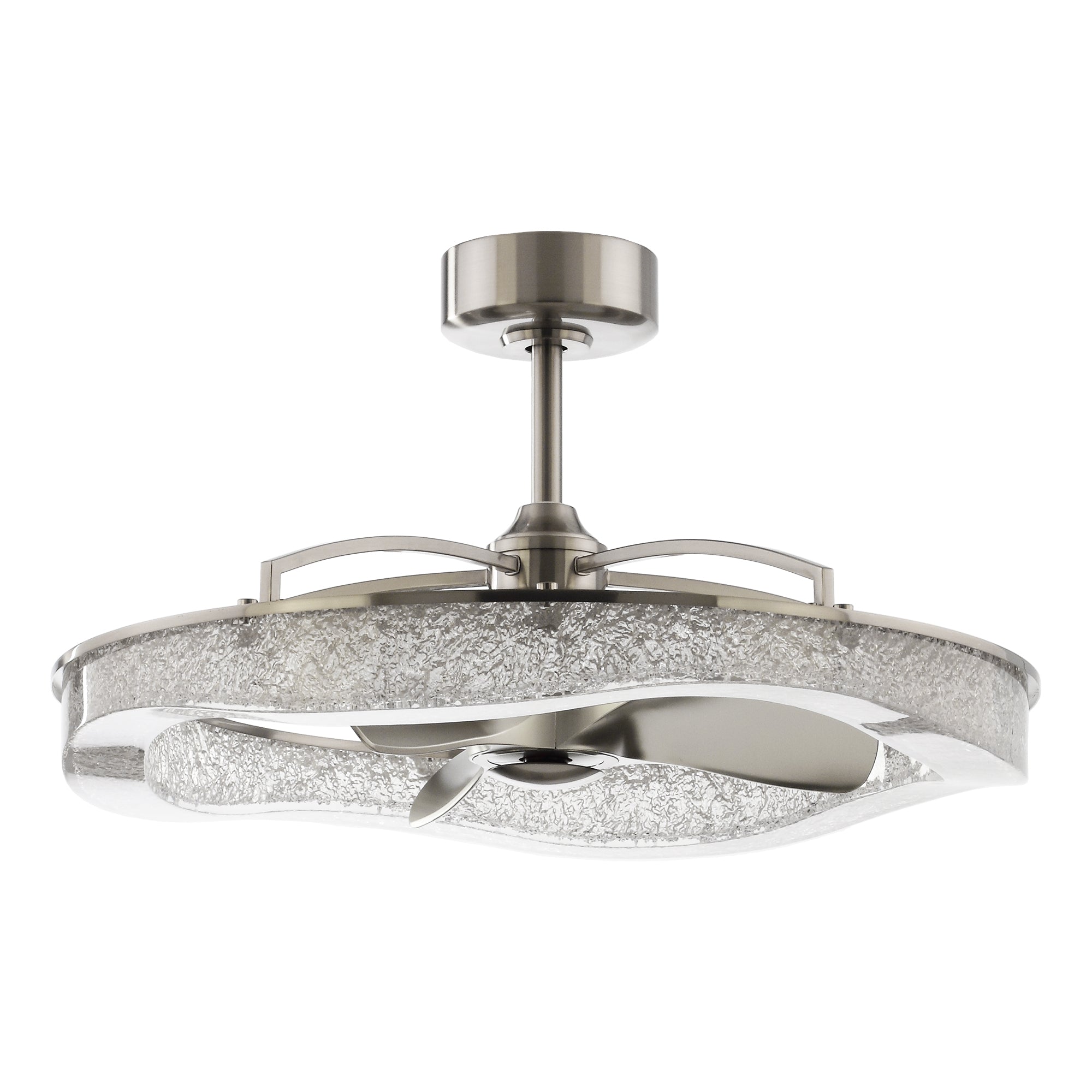 Perimost 33 Inch Satin Nickel Downrod Mount Luxury Fandelier with Light and Remote Control