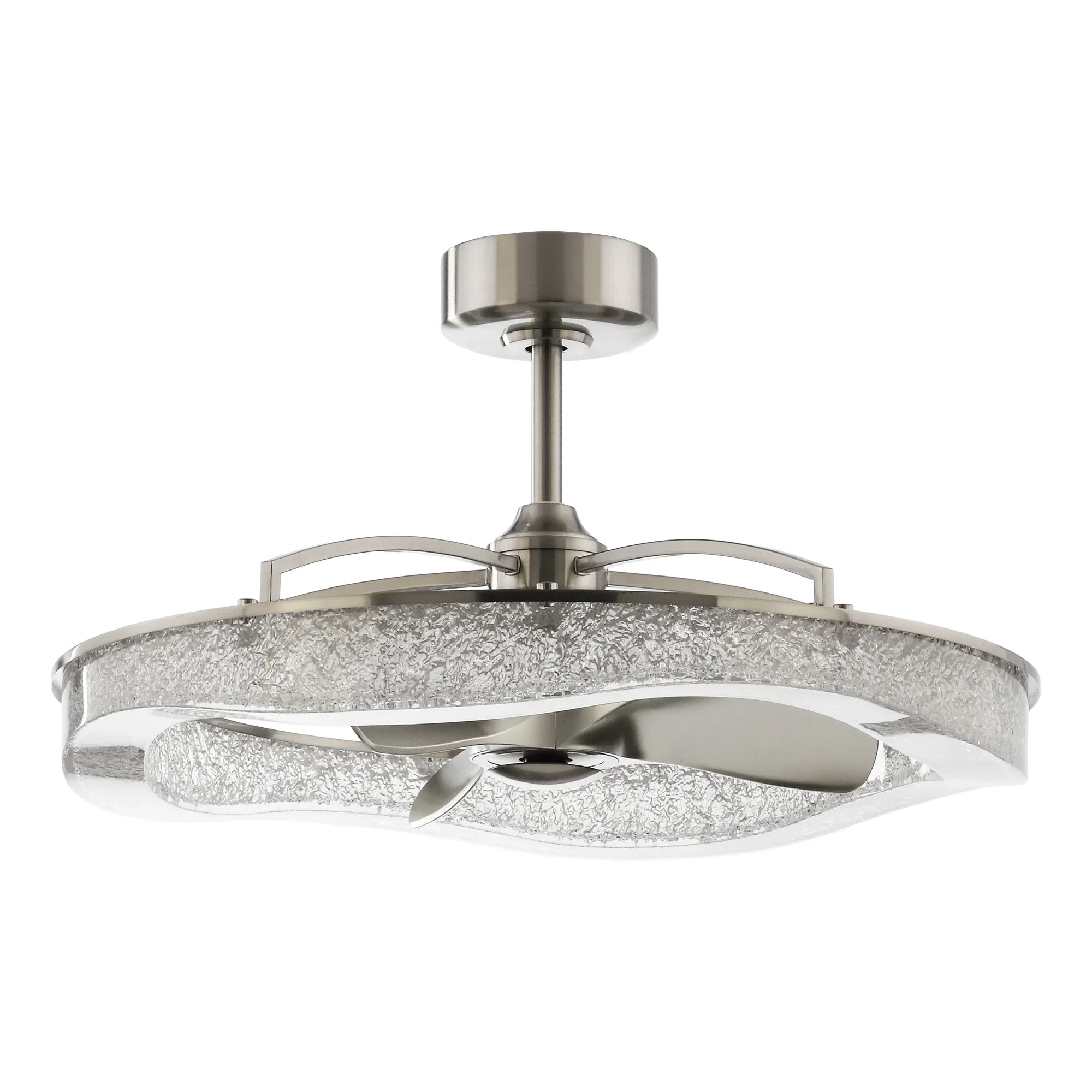 Perimost 33 Inch Satin Nickel Downrod Mount Luxury Fandelier with Light and Remote Control