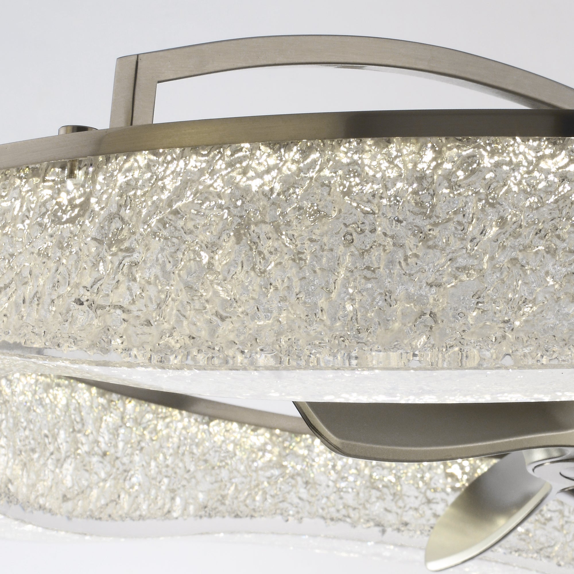 Perimost 33 Inch Satin Nickel Downrod Mount Luxury Fandelier with Light and Remote Control