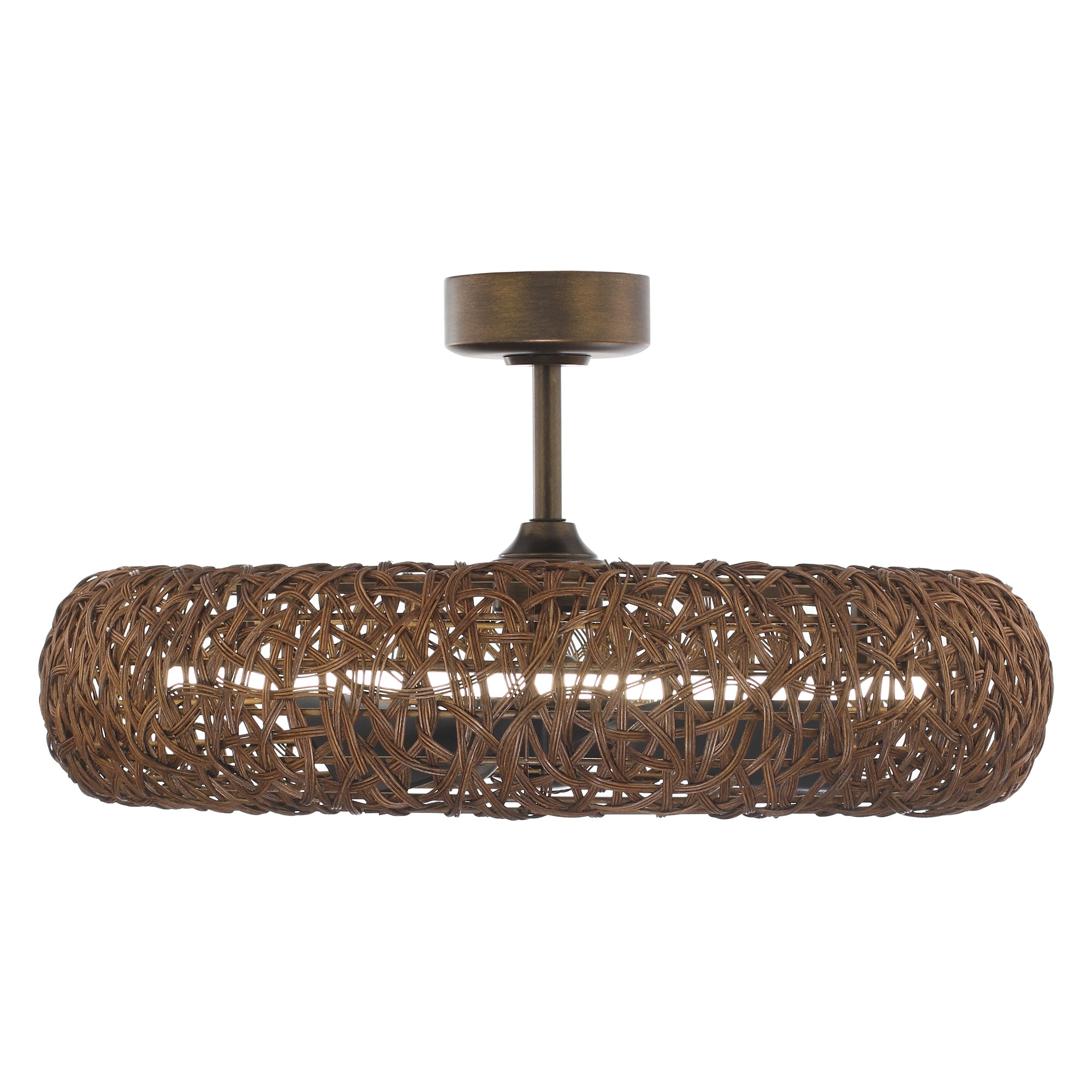 Perimost 35 Inch Golden Bronze Downrod Mount Luxury Fandelier with Light and Remote Control