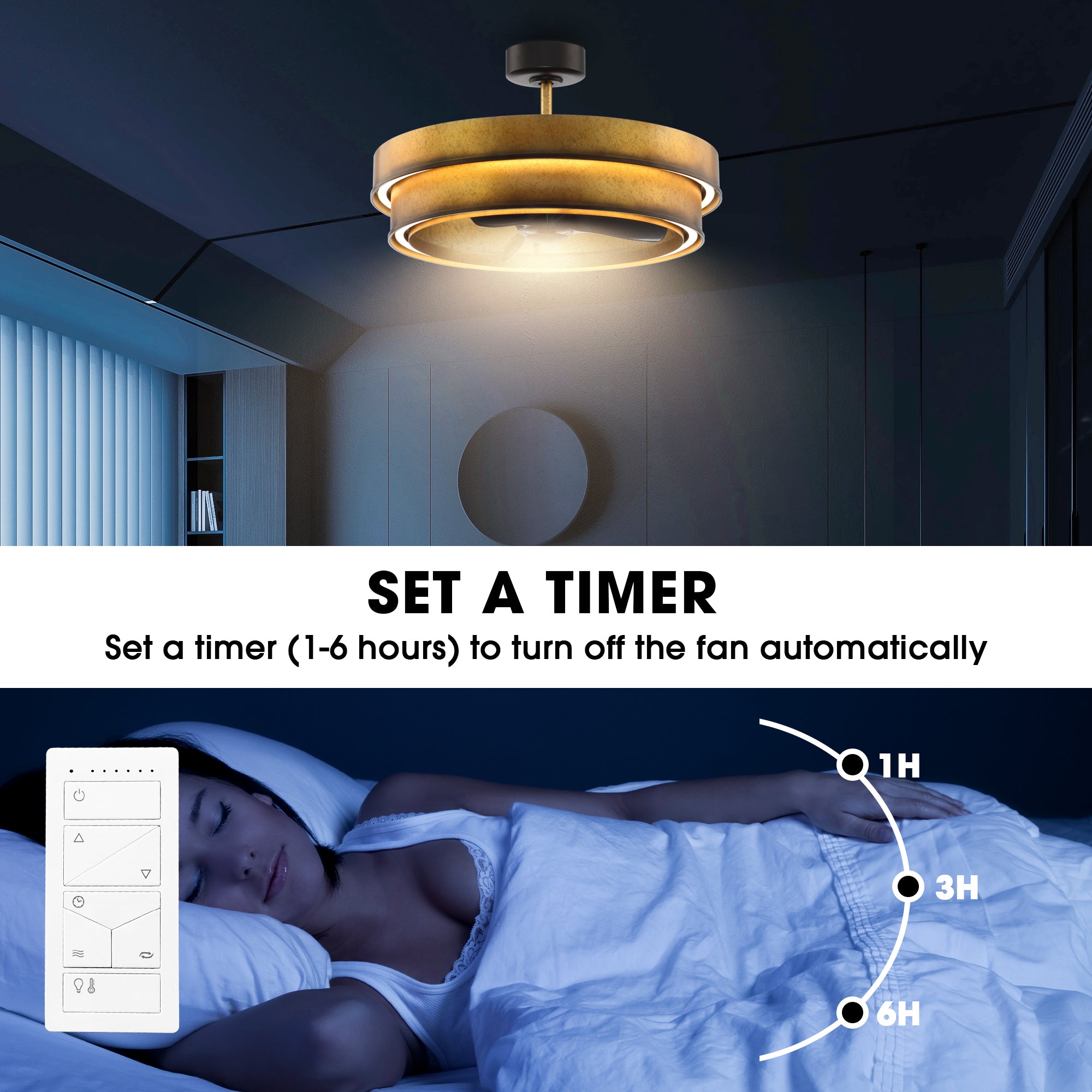 Perimost 32 Inch Eartha Antique Bronze Downrod Mount Luxury Fandelier with Light and Remote Control