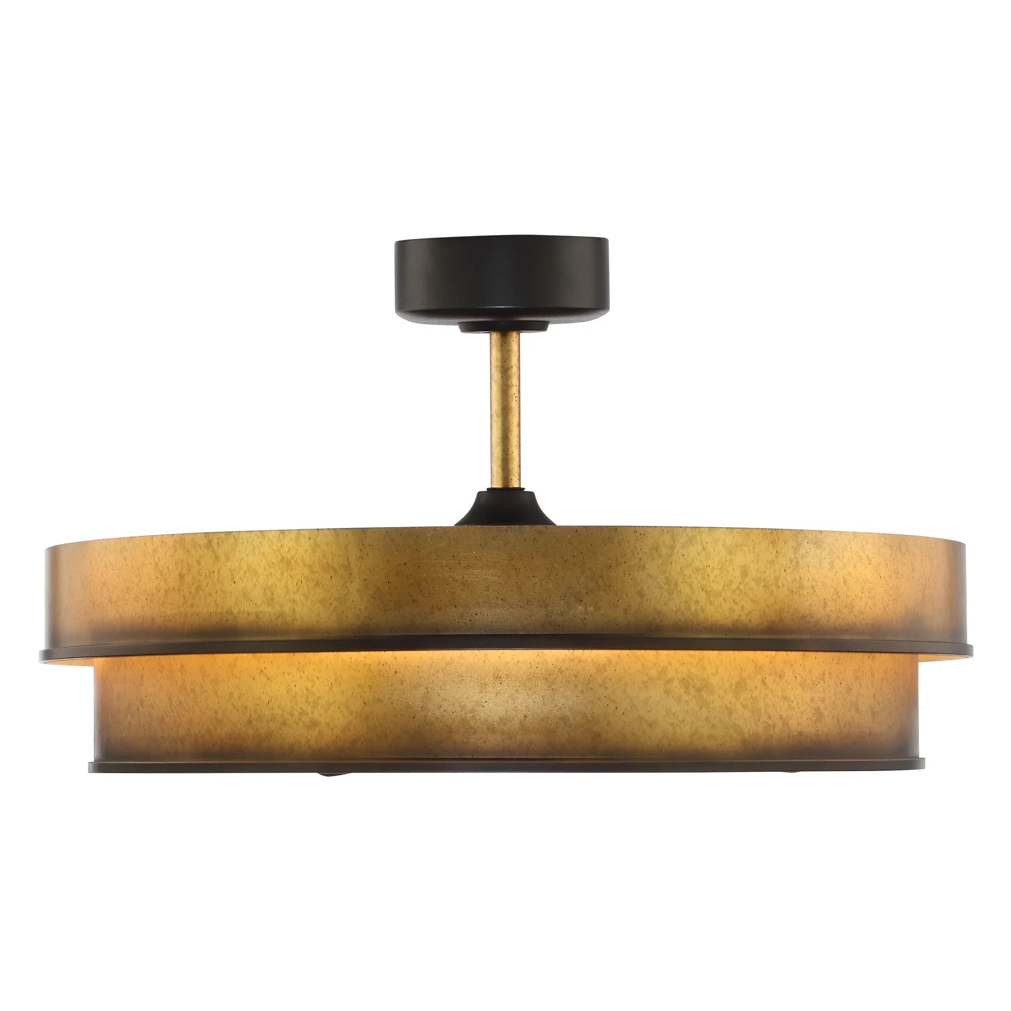 Perimost 32 Inch Eartha Antique Bronze Downrod Mount Luxury Fandelier with Light and Remote Control