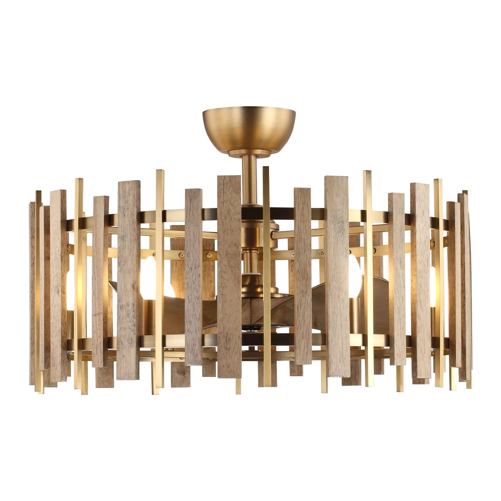 Perimost 31 Inch Electroplated Golden Downrod Mount Luxury Fandelier with Light and Remote Control