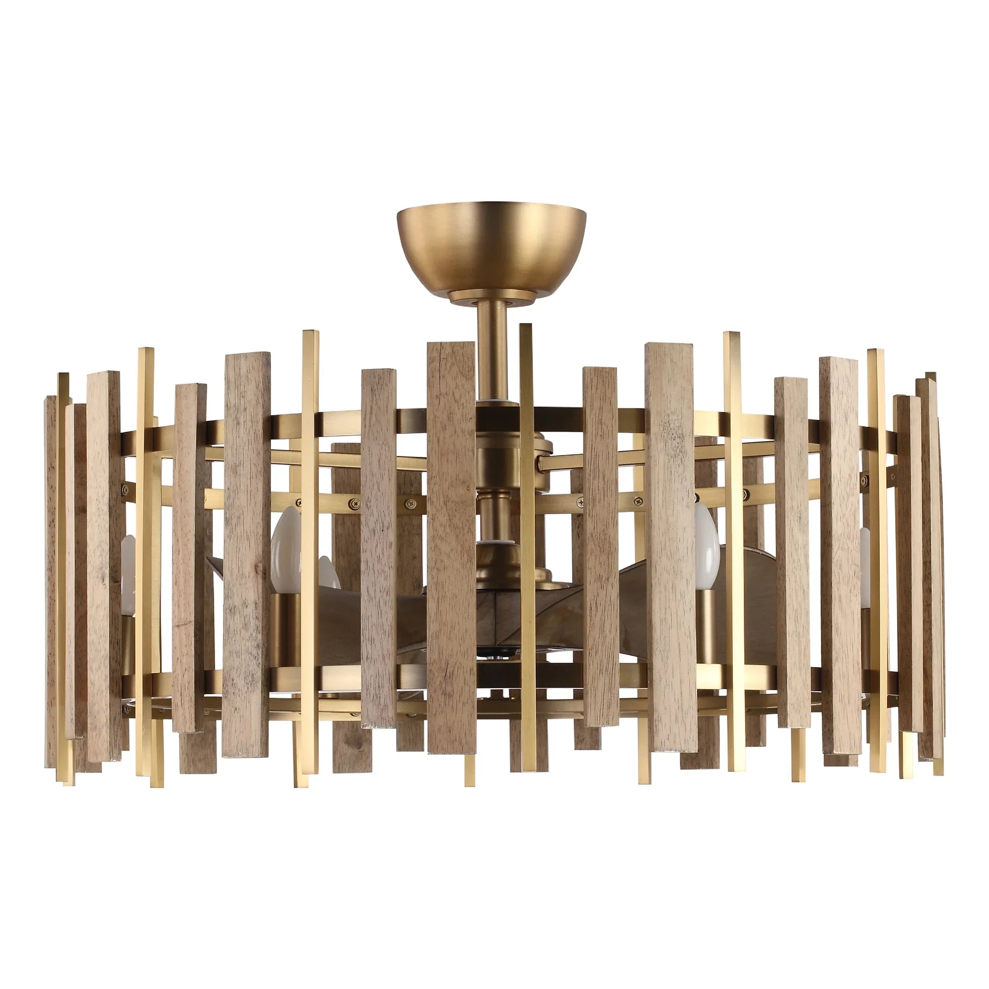 Perimost 31 Inch Electroplated Golden Downrod Mount Luxury Fandelier with Light and Remote Control