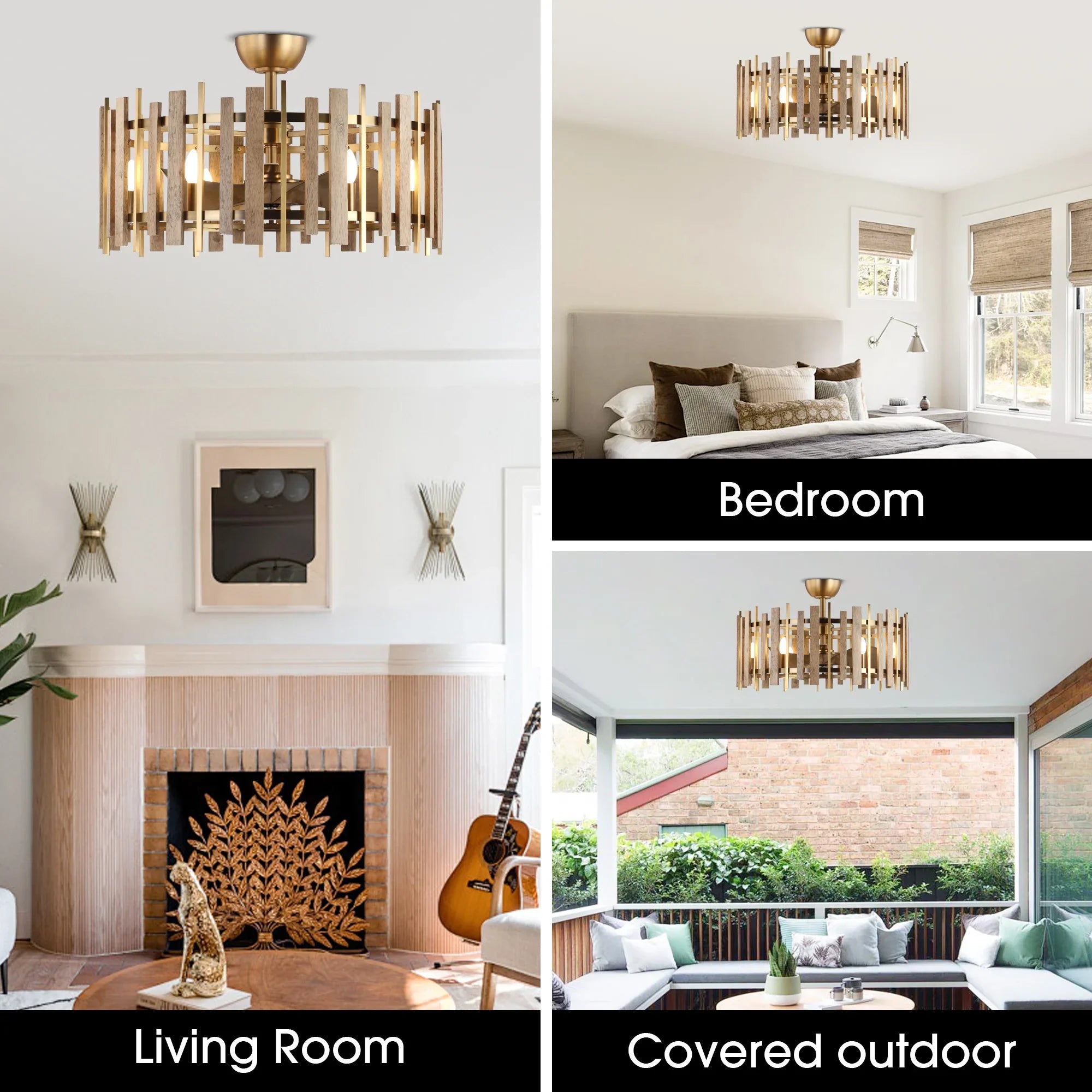 Perimost 31 Inch Electroplated Golden Downrod Mount Luxury Fandelier with Light and Remote Control