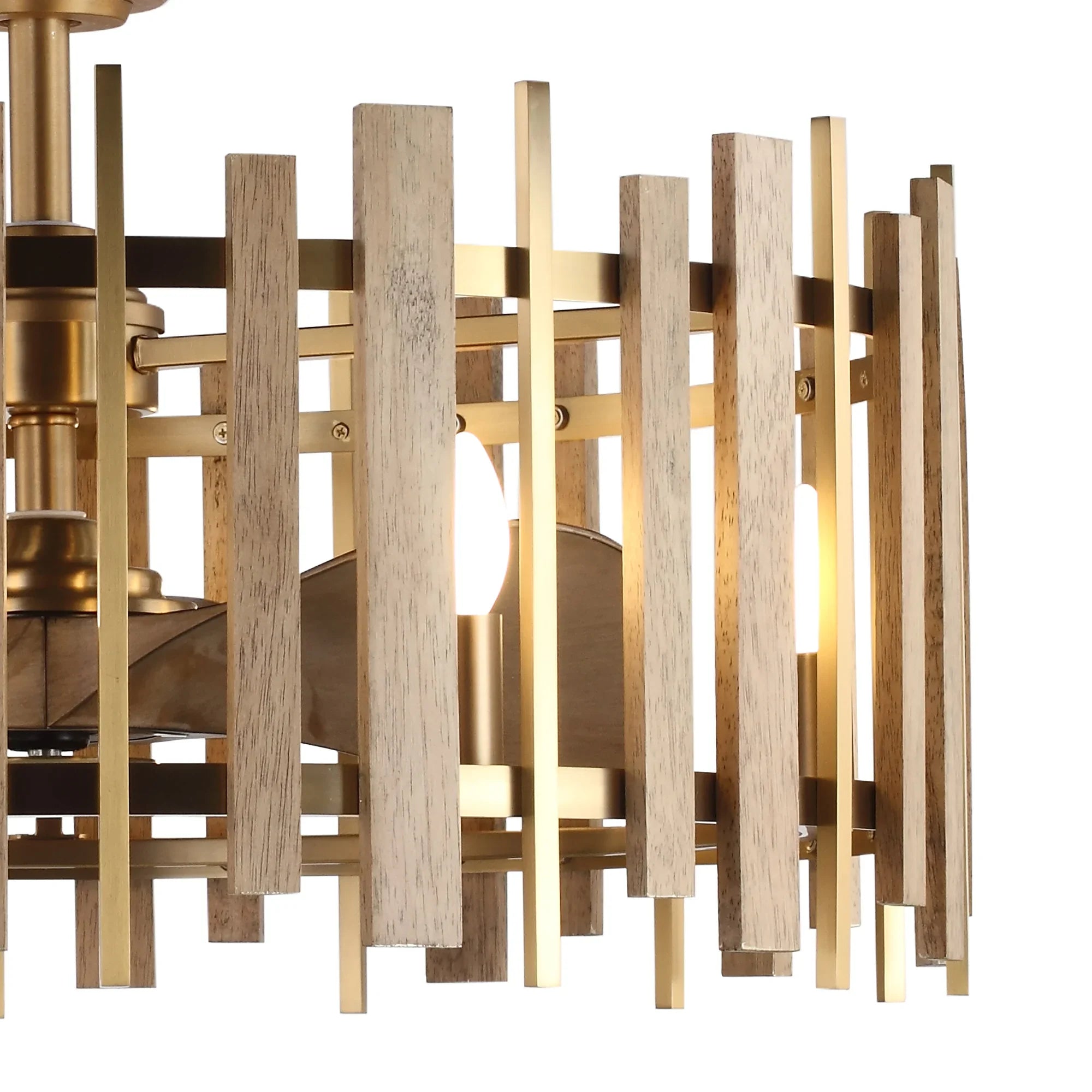 Perimost 31 Inch Electroplated Golden Downrod Mount Luxury Fandelier with Light and Remote Control