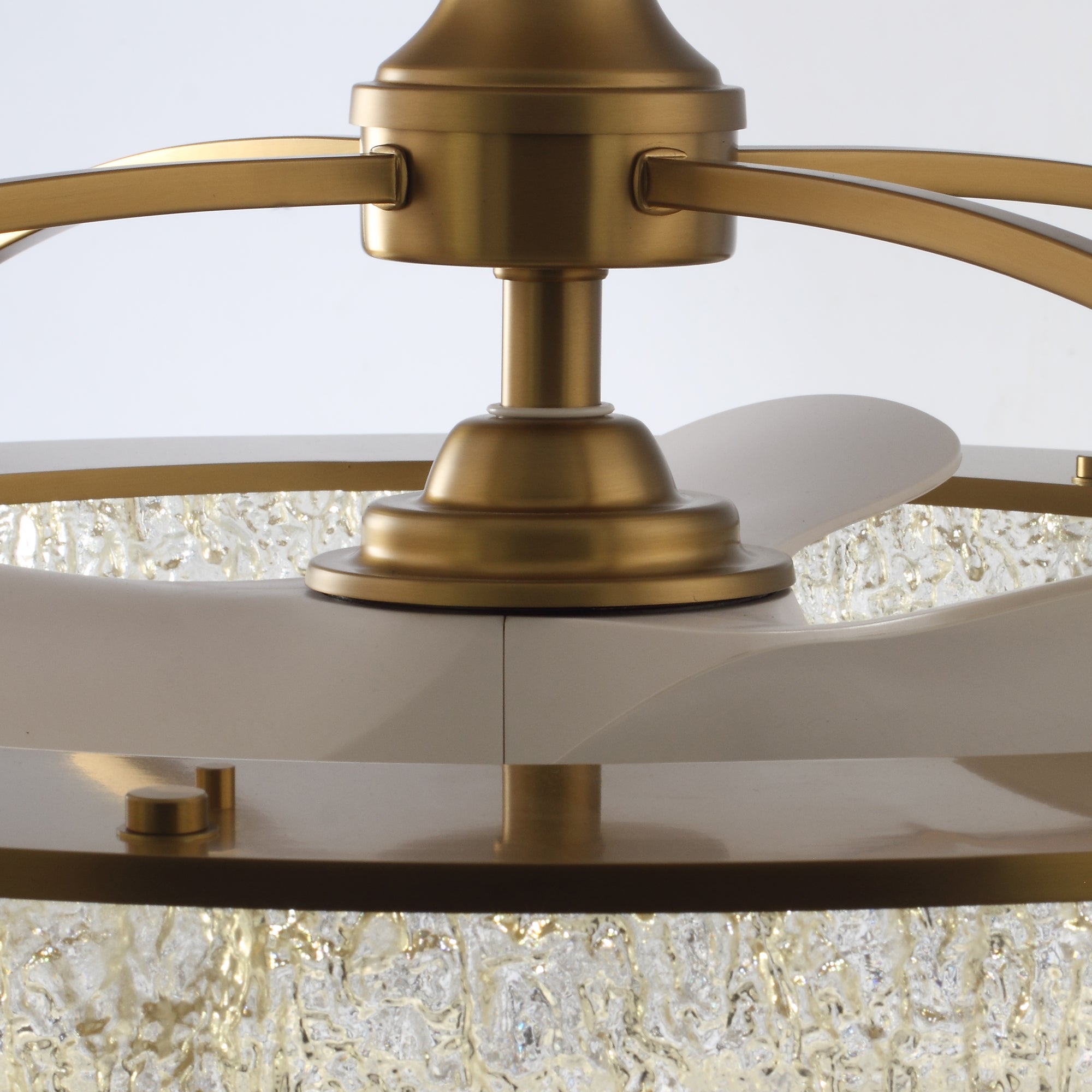 Perimost 32 Inch Electroplated Golden Downrod Mount Luxury Fandelier with Light and Remote Control