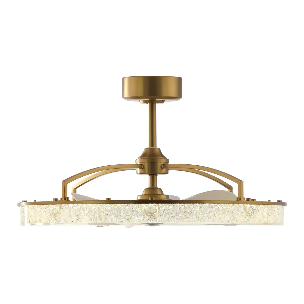 Perimost 32 Inch Andrea Electroplated Golden Luxury LED Fandelier with Remote Control
