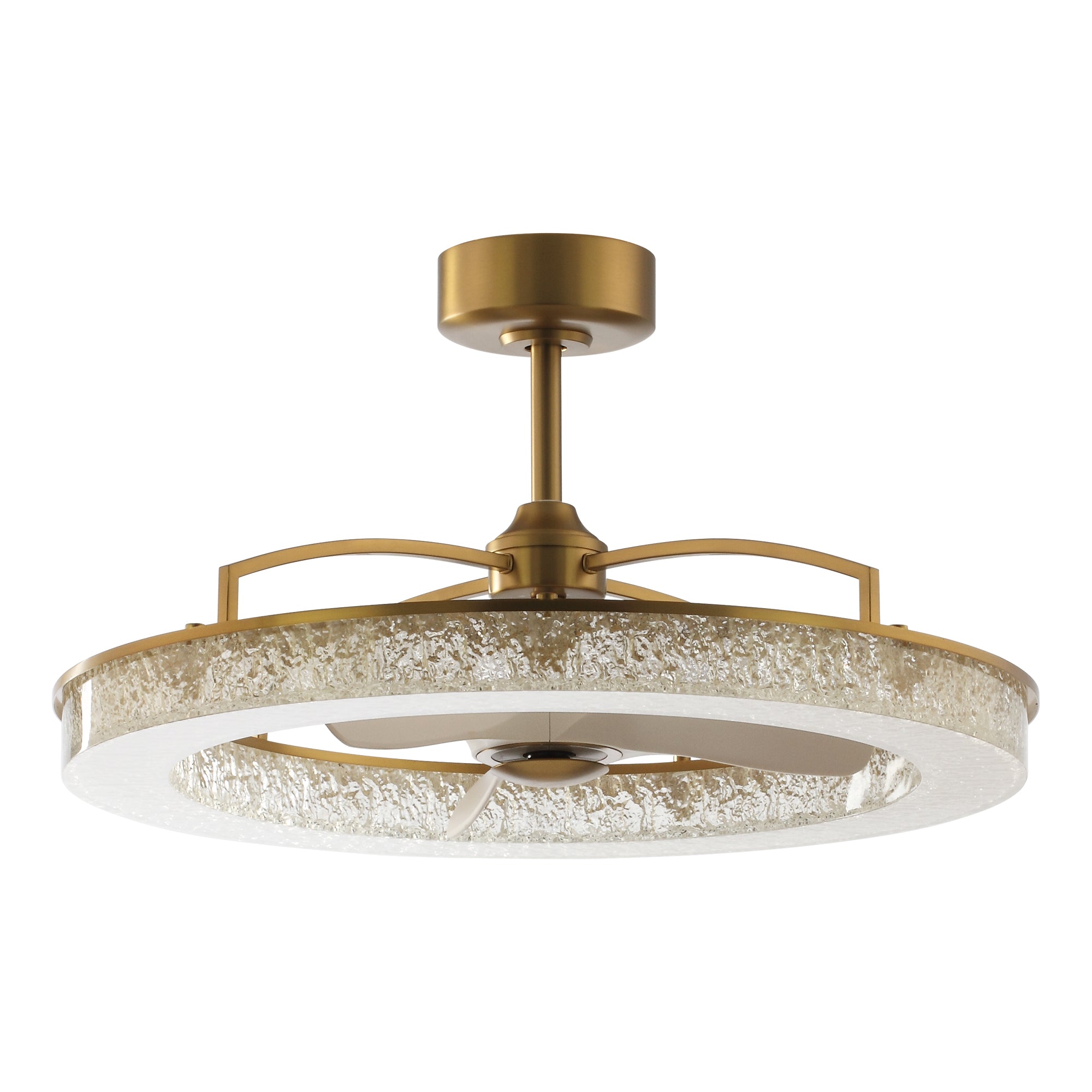 Perimost 32 Inch Electroplated Golden Downrod Mount Luxury Fandelier with Light and Remote Control