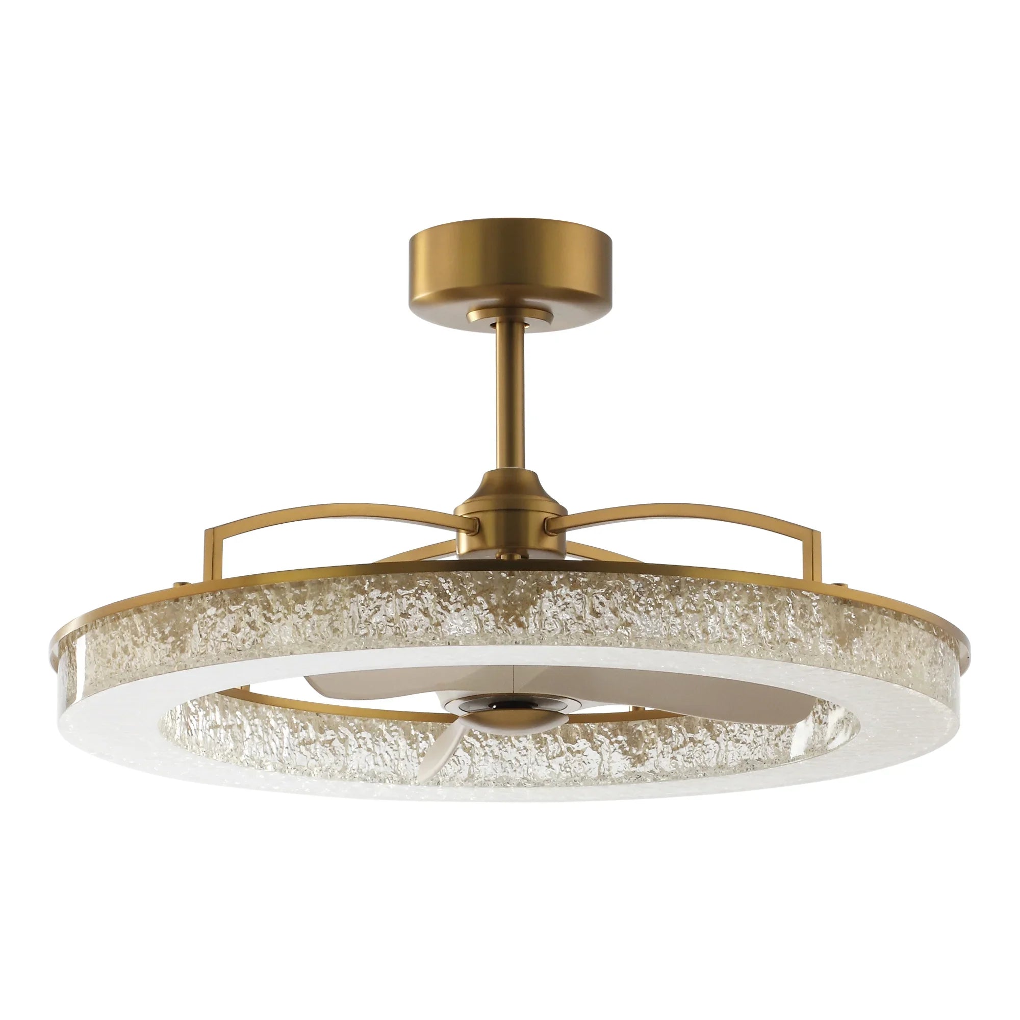 Perimost 32 Inch Andrea Electroplated Golden Luxury LED Fandelier with Remote Control