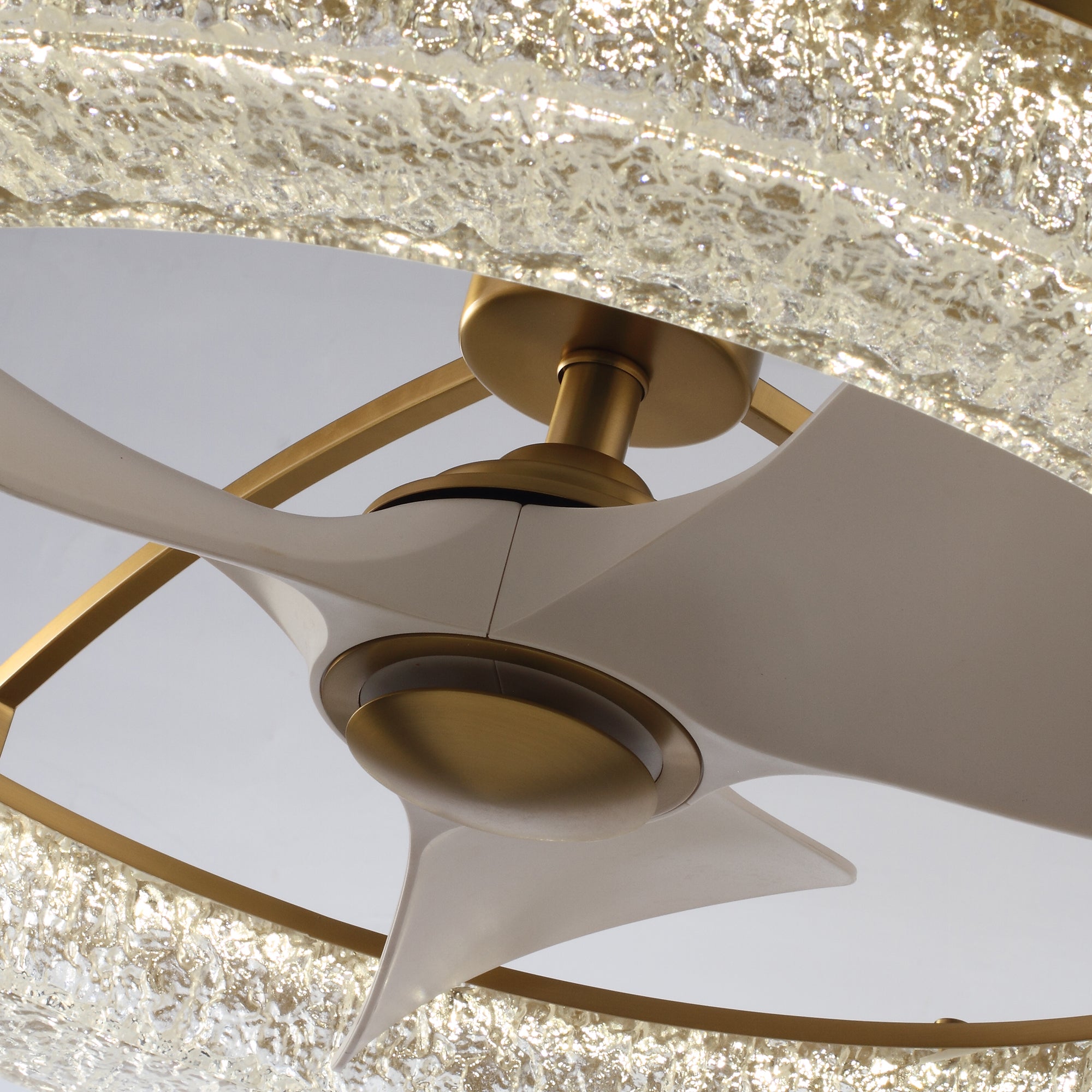 Perimost 32 Inch Electroplated Golden Downrod Mount Luxury Fandelier with Light and Remote Control