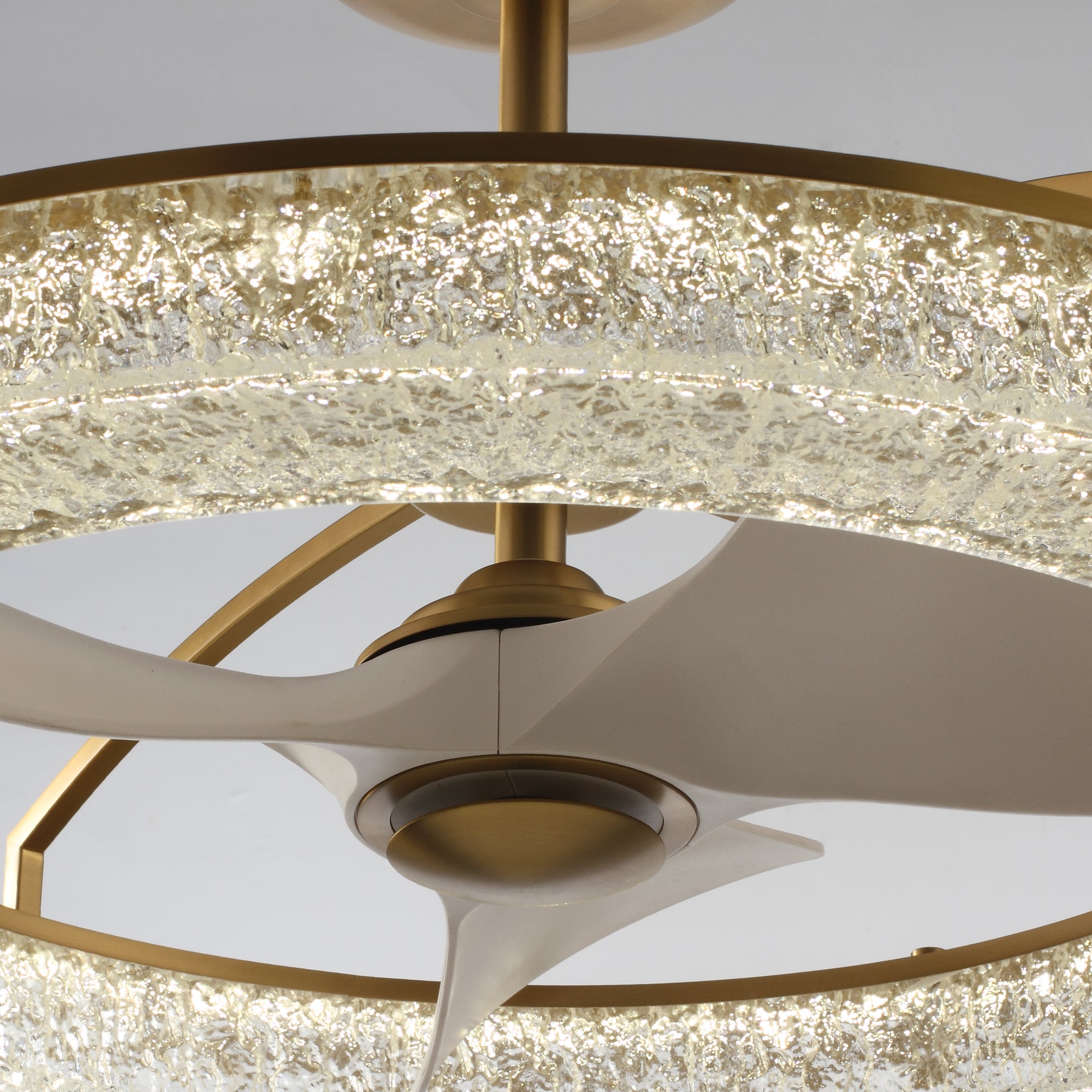 Perimost 32 Inch Electroplated Golden Downrod Mount Luxury Fandelier with Light and Remote Control