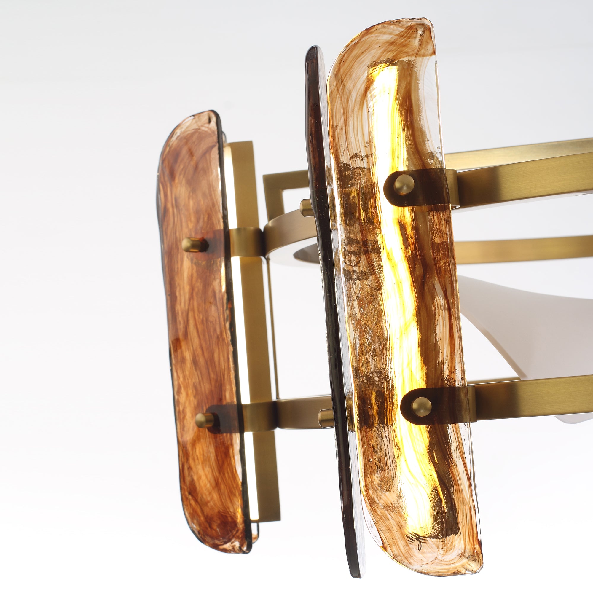 Perimost 32 Inch Electroplated Golden Downrod Mount Luxury Fandelier with Light and Remote Control