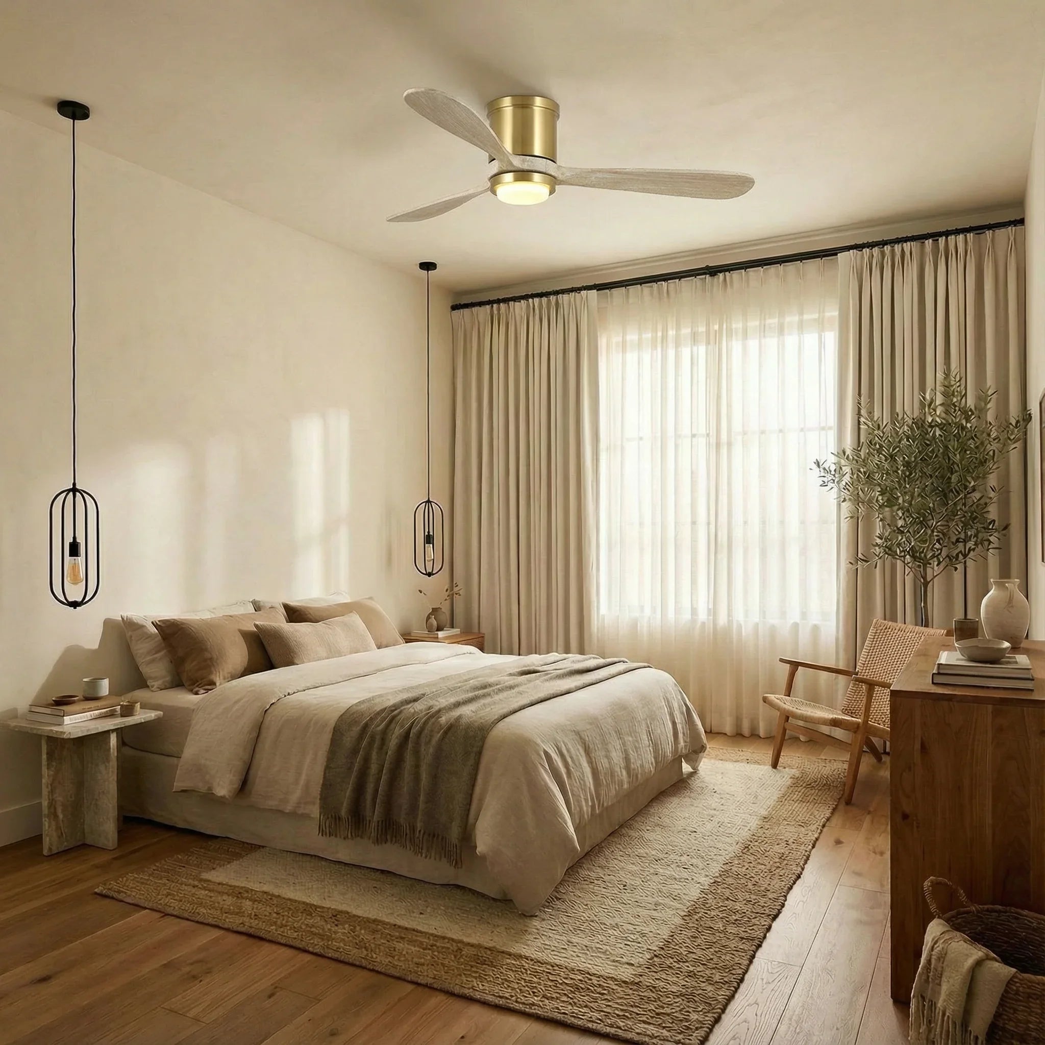 Ventilador de techo reversible Mayna moderno de 52" con iluminación LED y control remoto