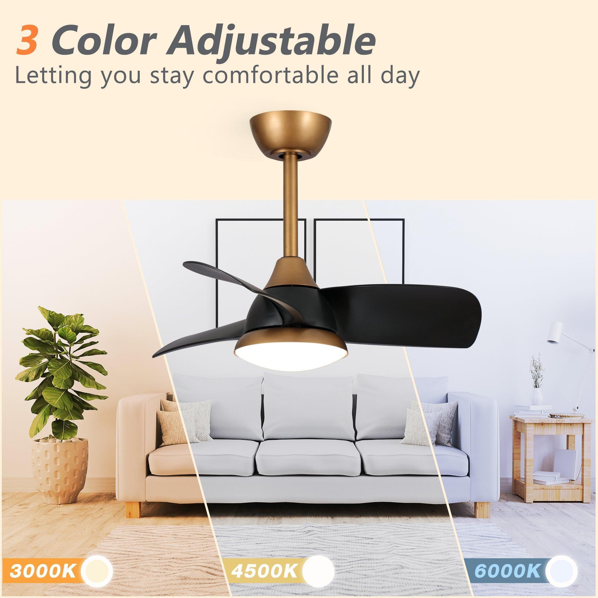 28" Modern DC Motor Downrod Mount Reversible Ceiling Fan with LED Lighting and Remote Control