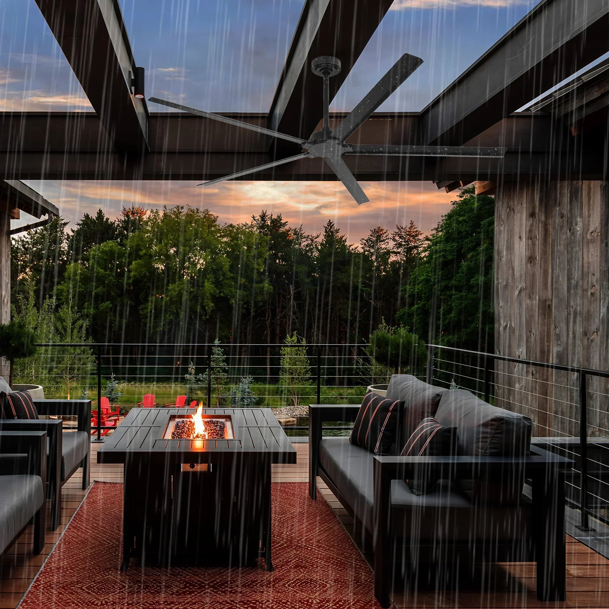 72 Inch 84 Inch Winni IPX4 Outdoor Downrod Mount Ceiling Fan With Remote Control