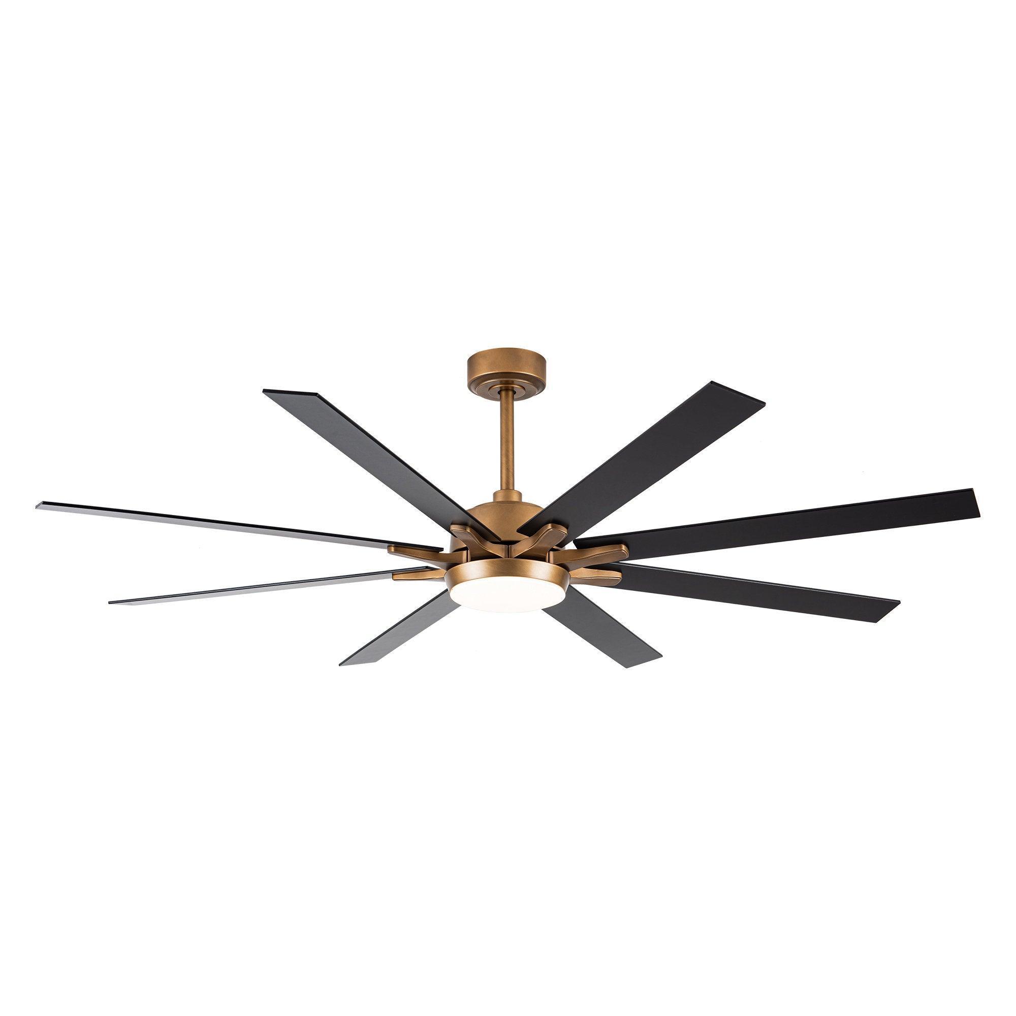 65" Balachandran Industrial Downrod Mount Ceiling Fan with LED Lighting and Remote Control - ParrotUncle