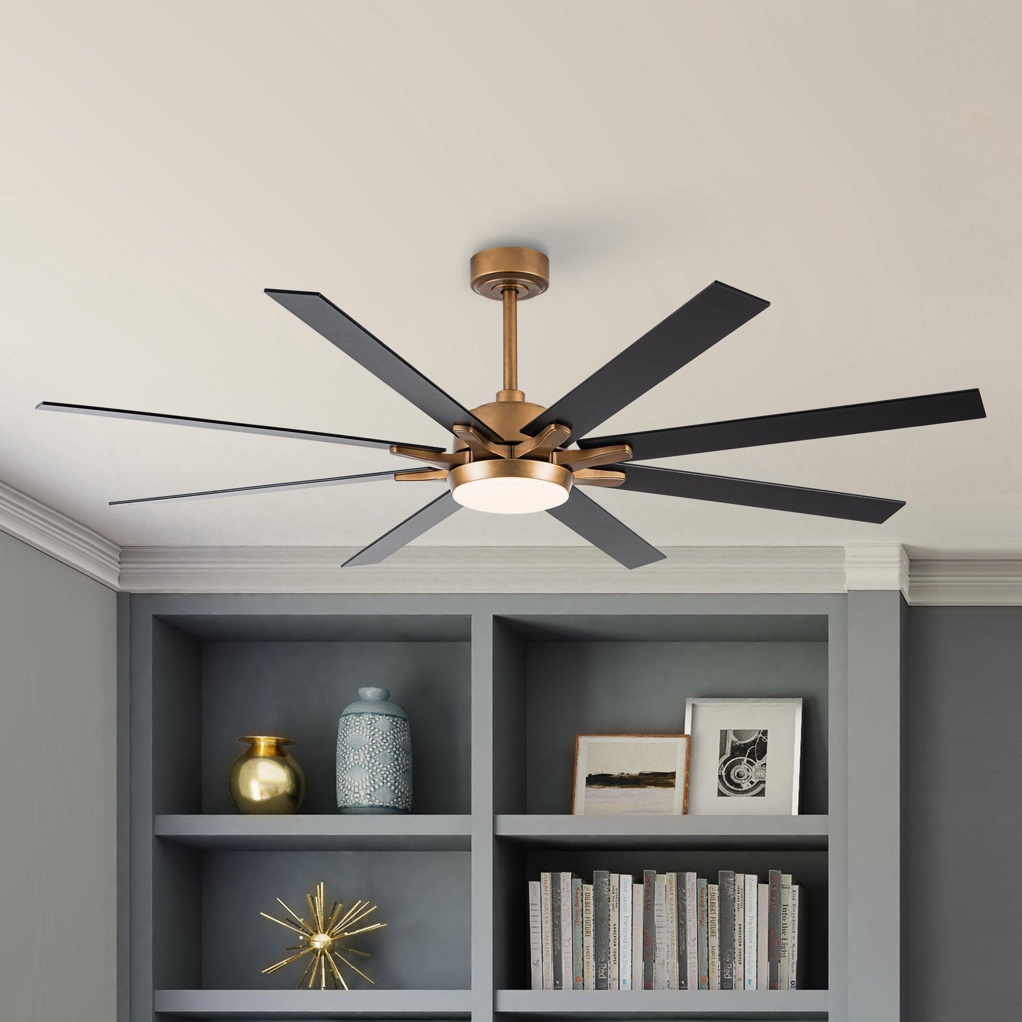 65" Balachandran Industrial Downrod Mount Ceiling Fan with LED Lighting and Remote Control - ParrotUncle