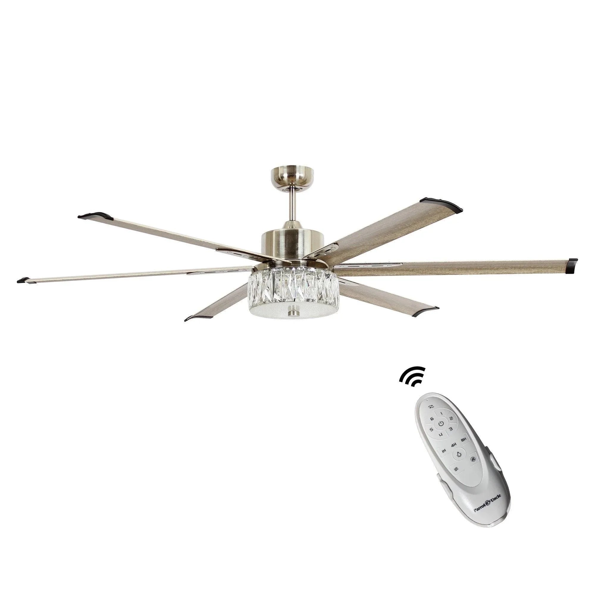 65" Modern Brushed Nickel DC Motor Downrod Mount Reversible Ceiling Fan with Lighting and Remote Control - ParrotUncle