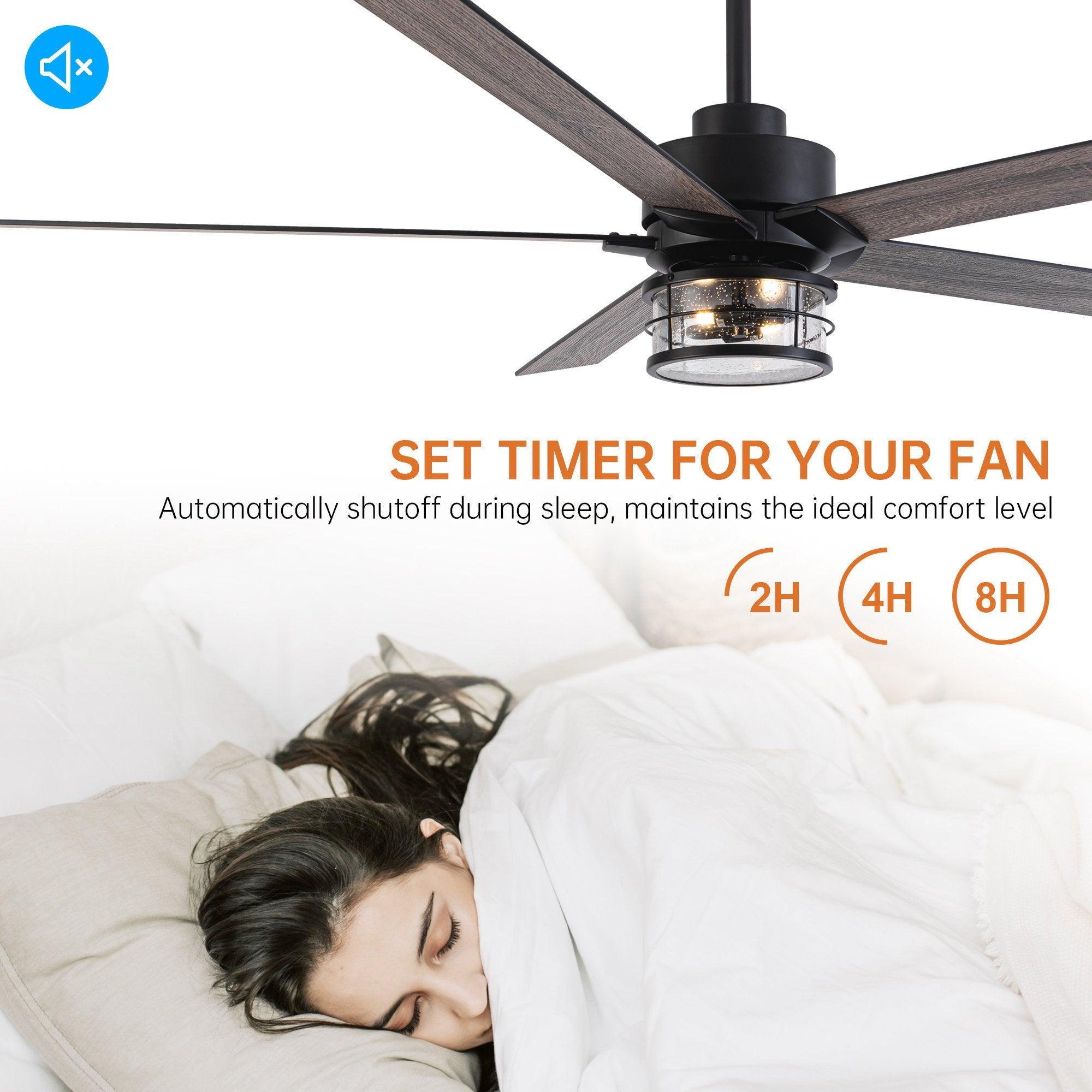 65" Modern DC Motor Downrod Mount Reversible Ceiling Fan with Lighting and Remote Control - ParrotUncle