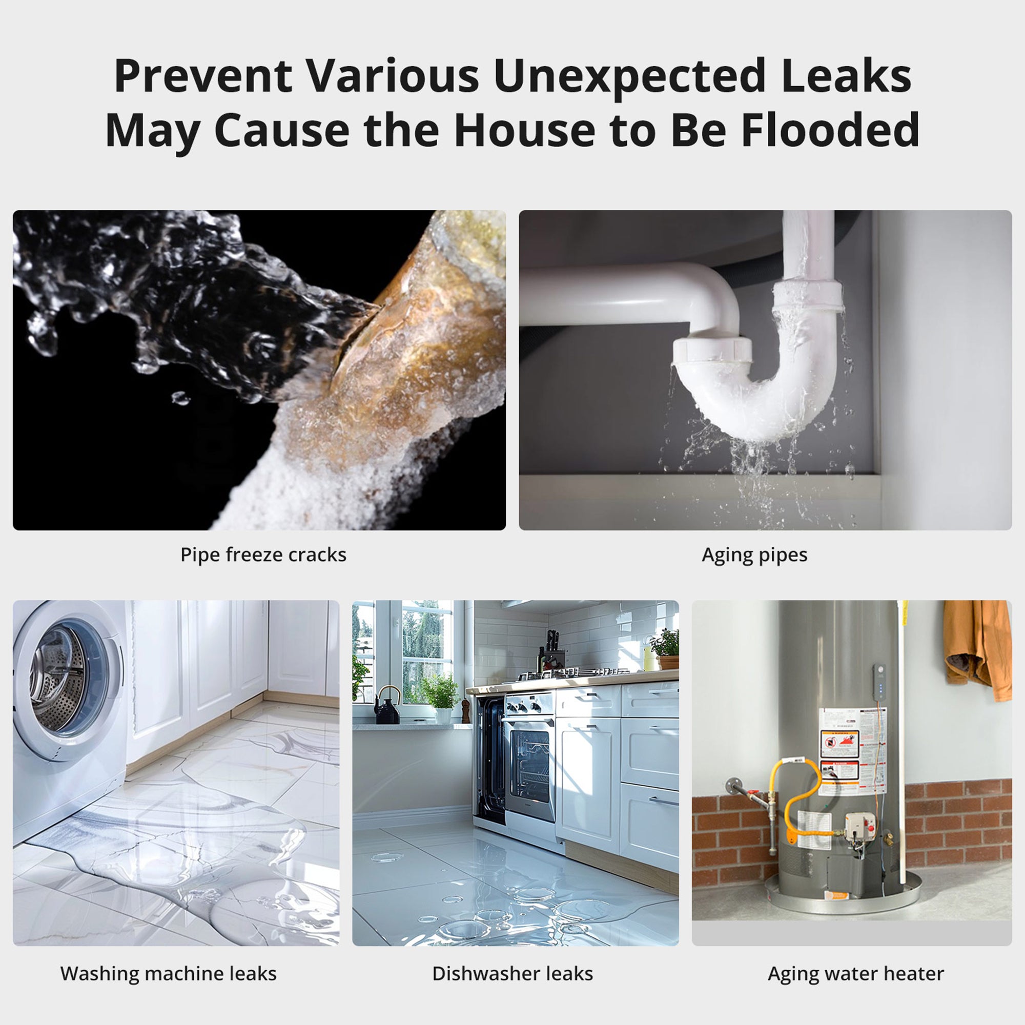 Zigbee Water Leak Sensor IP67 for Kitchen Bathroom Basement