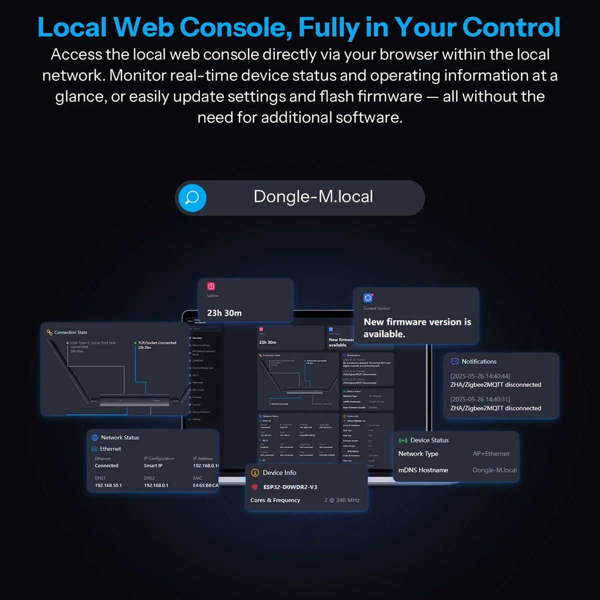 Dongle Max Zigbee Thread PoE Dongle Supports Ethernet, Wi-Fi and USB Connections