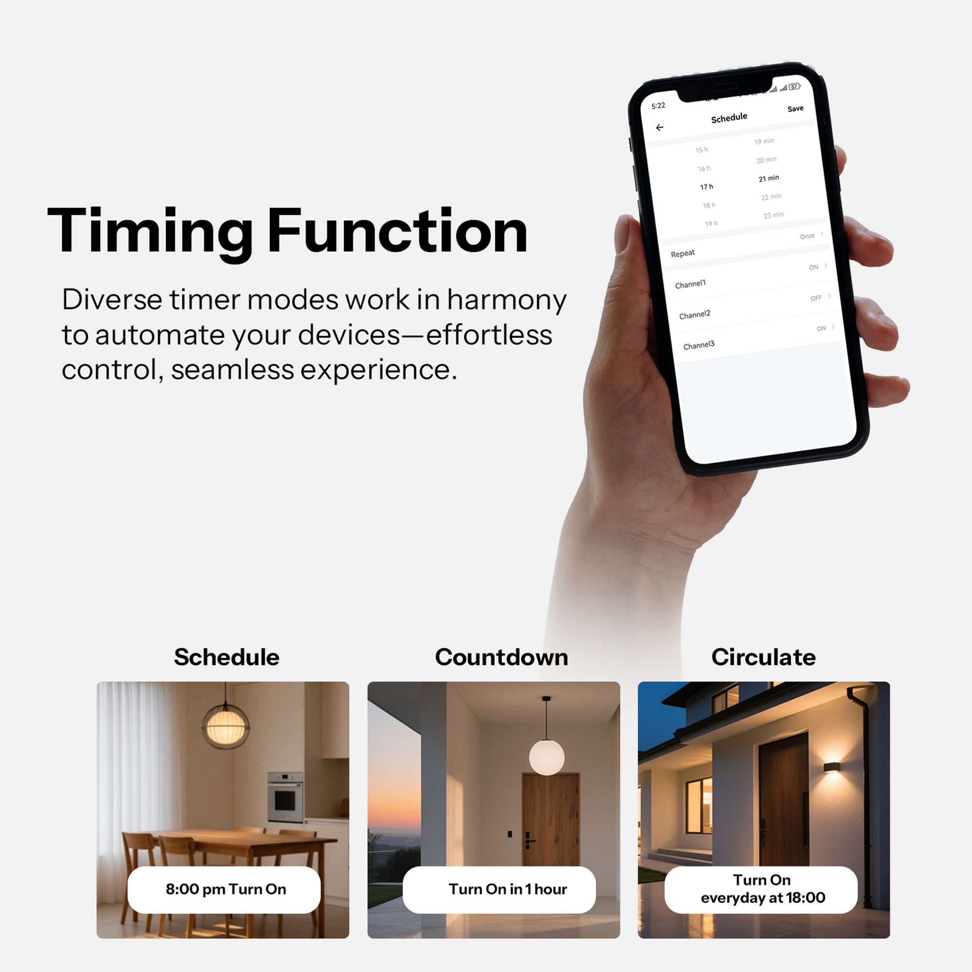 TX Gen2 Smart Touch Wall Switch 1-3 Channel 120-Type Panel