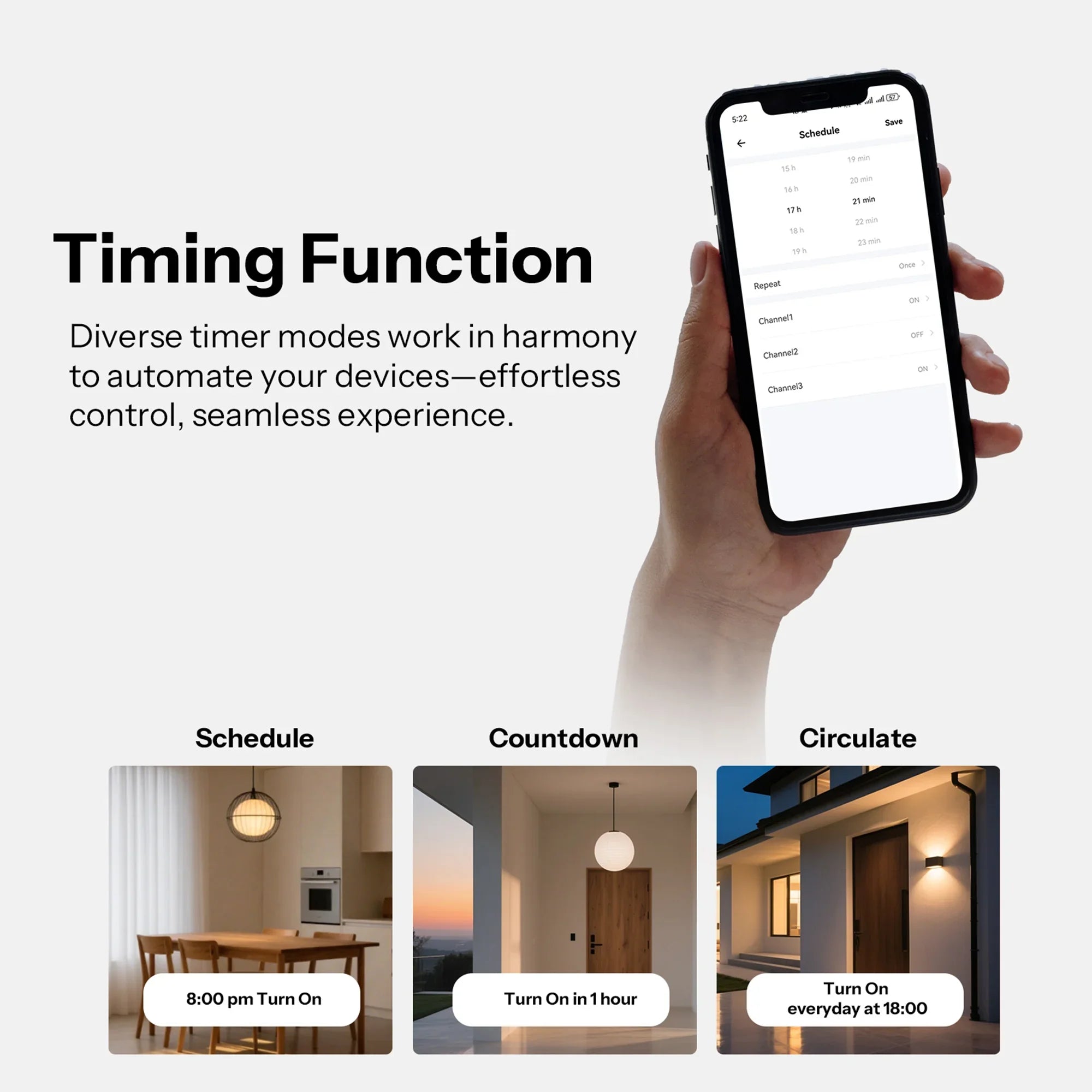TX Gen2 Smart Touch Wall Switch 1-3 Channel 120-Type Panel