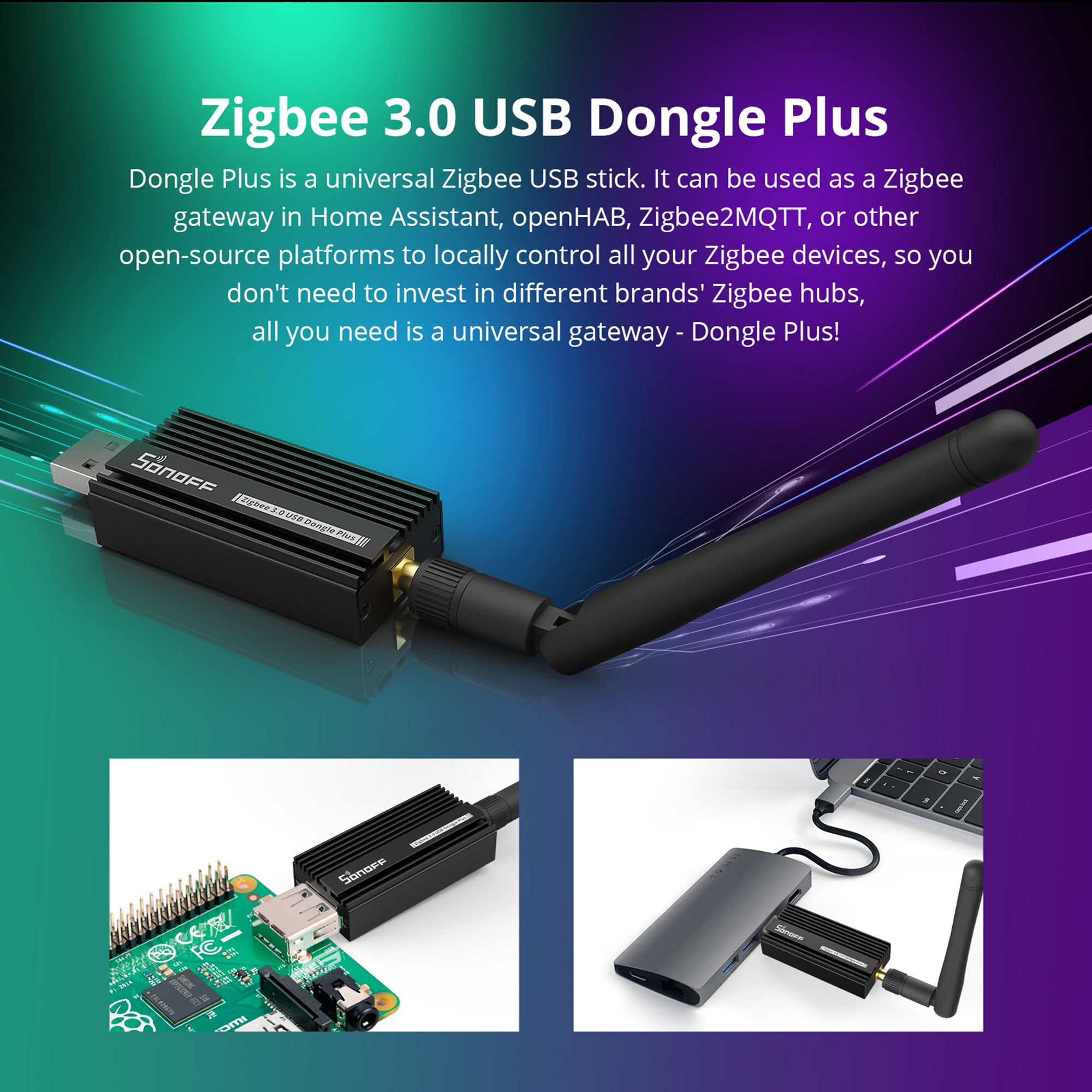 SONOFF Zigbee 3.0 Dongle Plus USB Wi-Fi Adapter Universal Zigbee Gateway