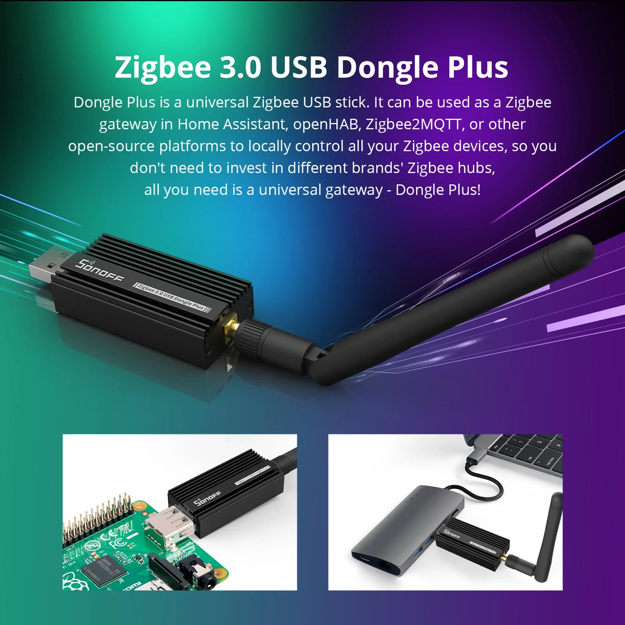 Zigbee 3.0 Dongle Plus USB Wi-Fi Adapter Universal Zigbee Gateway