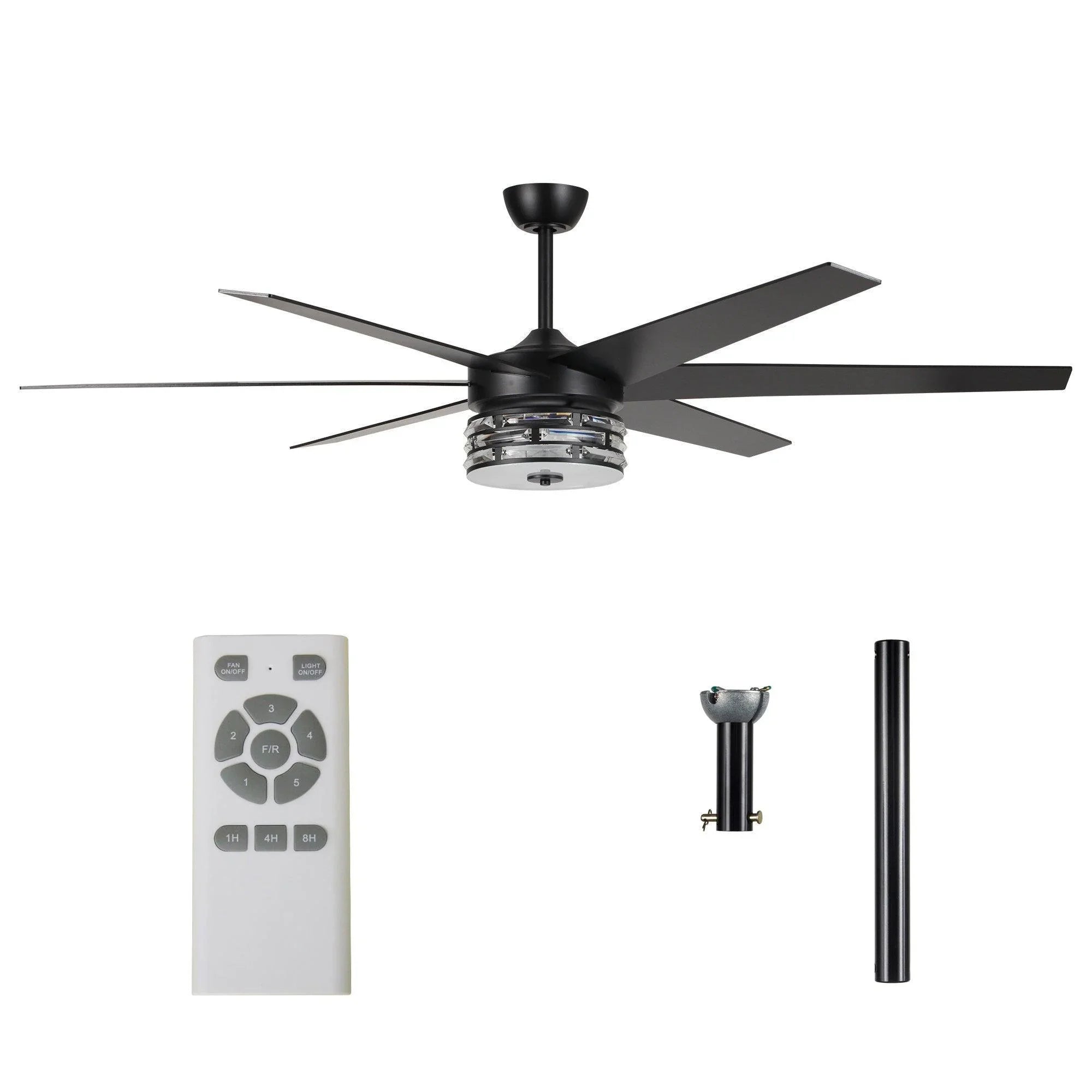 70" Modern DC Motor Downrod Mount Reversible Ceiling Fan with Lighting and Remote Control - ParrotUncle