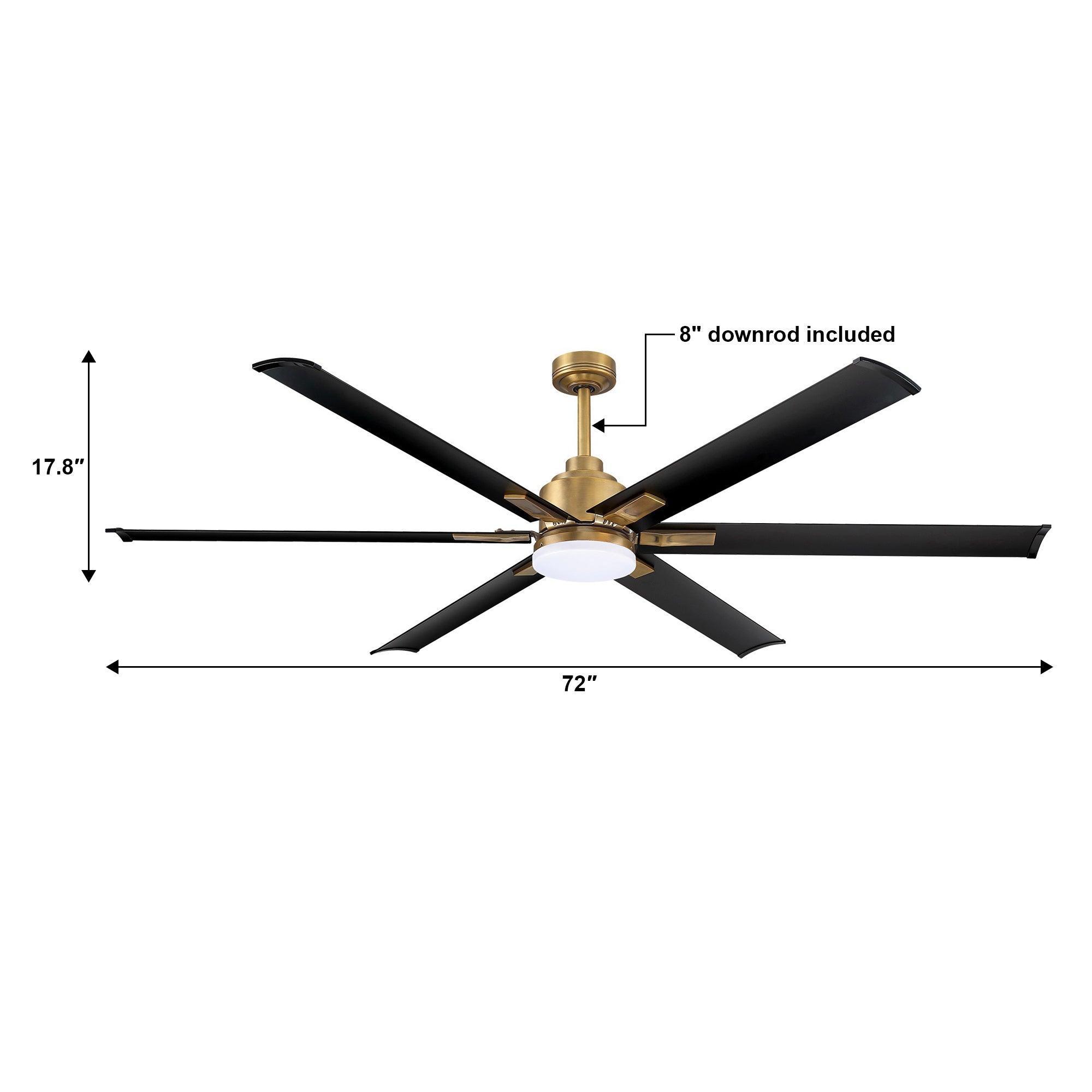 72" Bankston Modern DC Motor Downrod Mount Reversible Ceiling Fan with Lighting and Remote Control - ParrotUncle