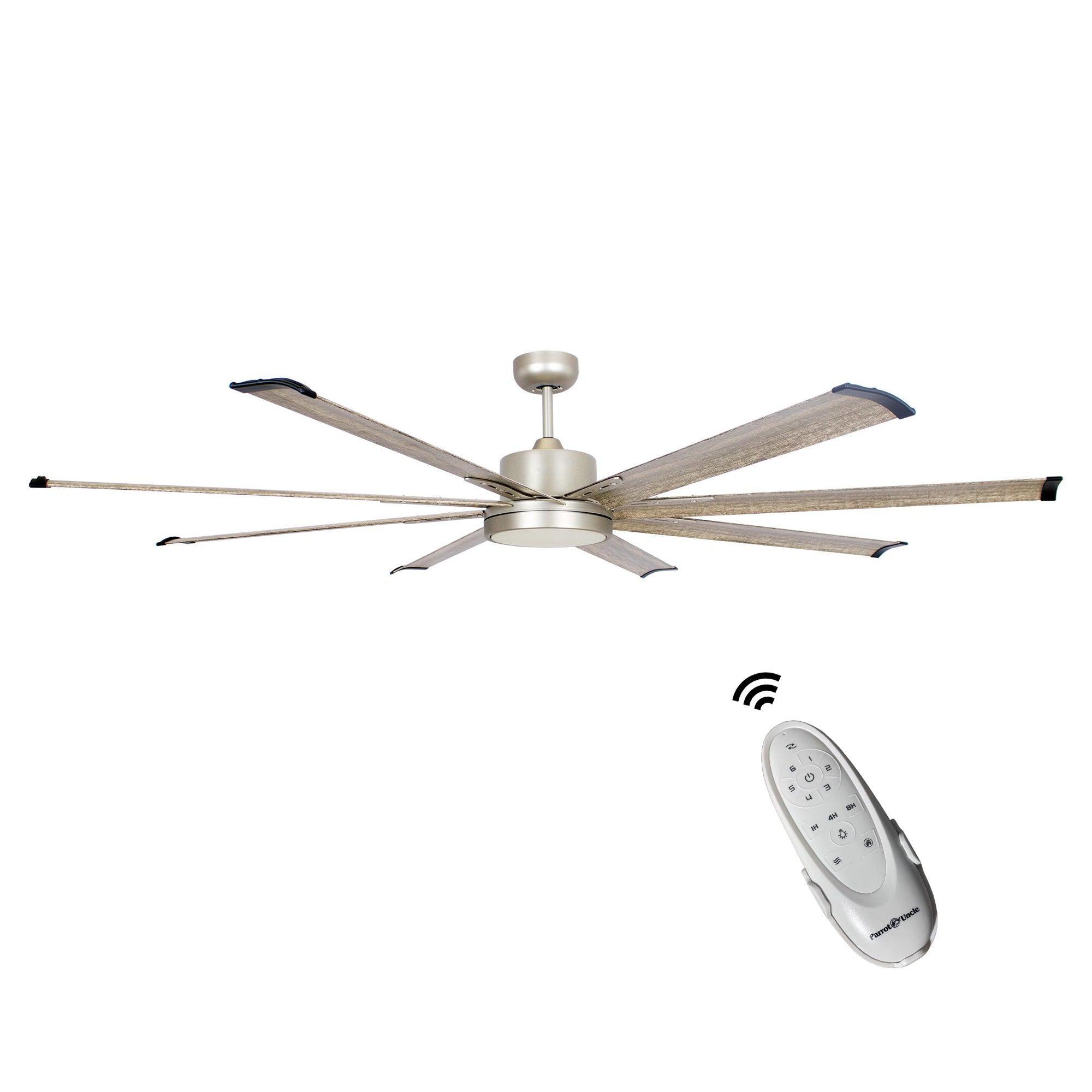 72" Bankston Modern Satin Nickel DC Motor Downrod Mount Ceiling Fan with LED Lighting and Remote Control - ParrotUncle