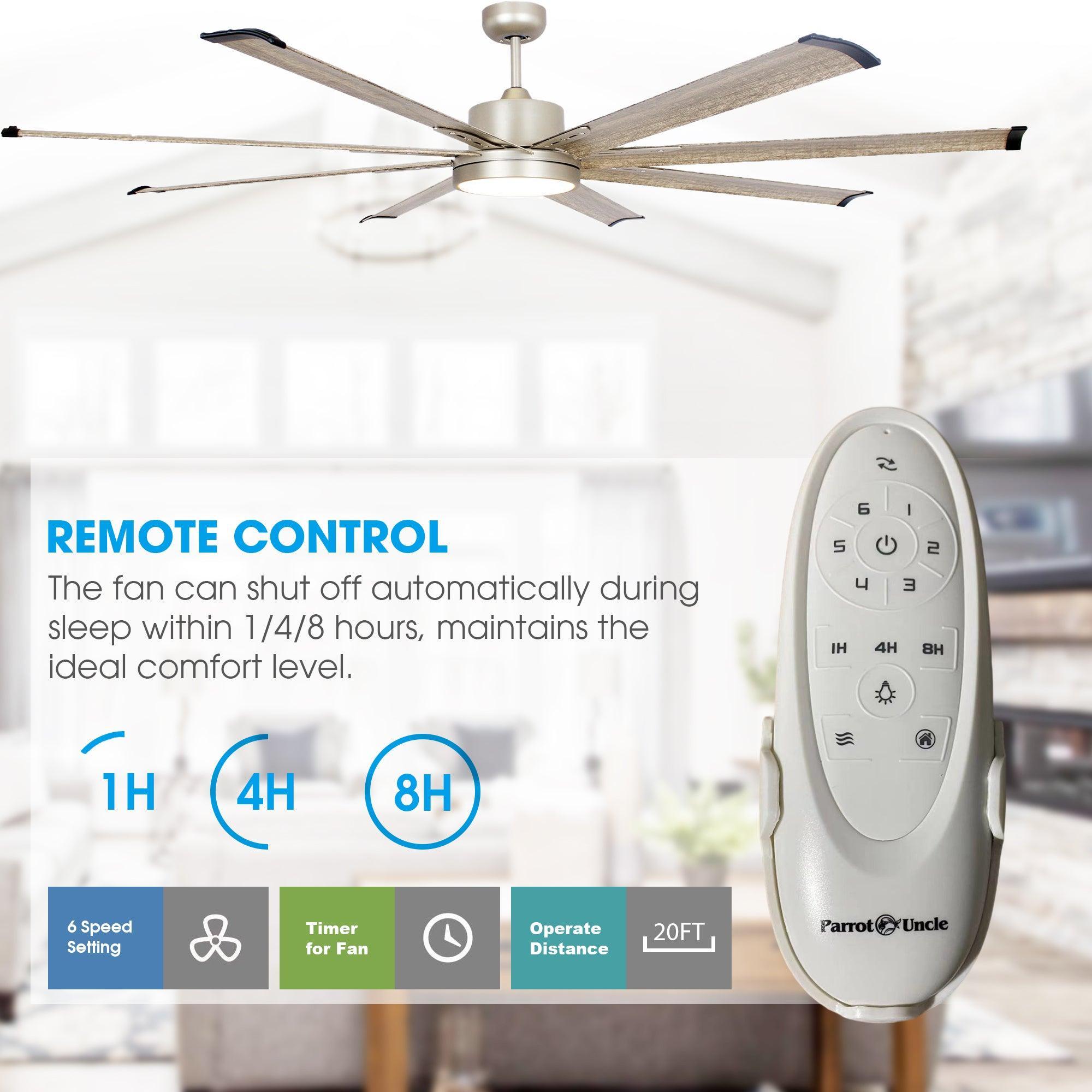72" Bankston Modern Satin Nickel DC Motor Downrod Mount Ceiling Fan with LED Lighting and Remote Control - ParrotUncle