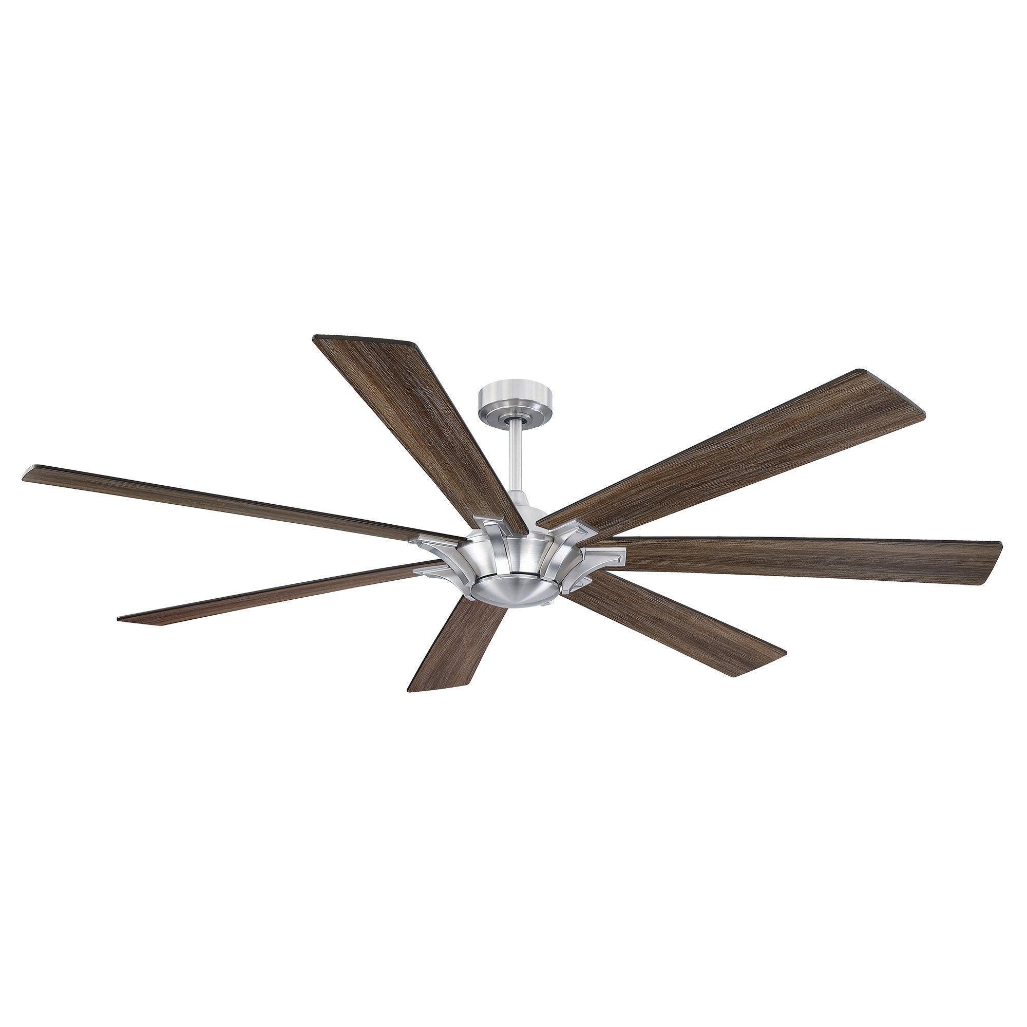 72" Modern DC Motor Brushed Nickel Downrod Mount Reversible Ceiling Fan with Remote Control - ParrotUncle
