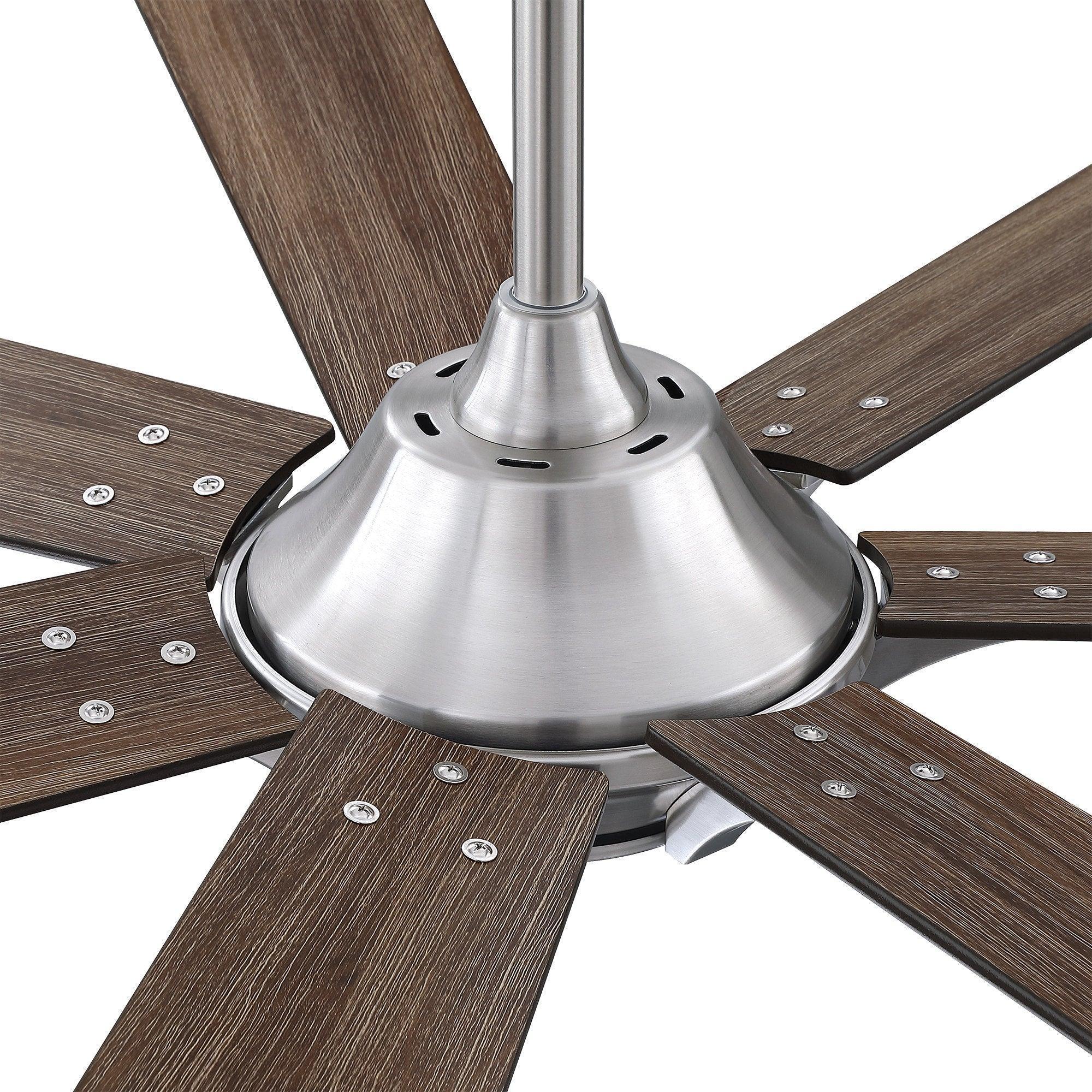 72" Modern DC Motor Brushed Nickel Downrod Mount Reversible Ceiling Fan with Remote Control - ParrotUncle