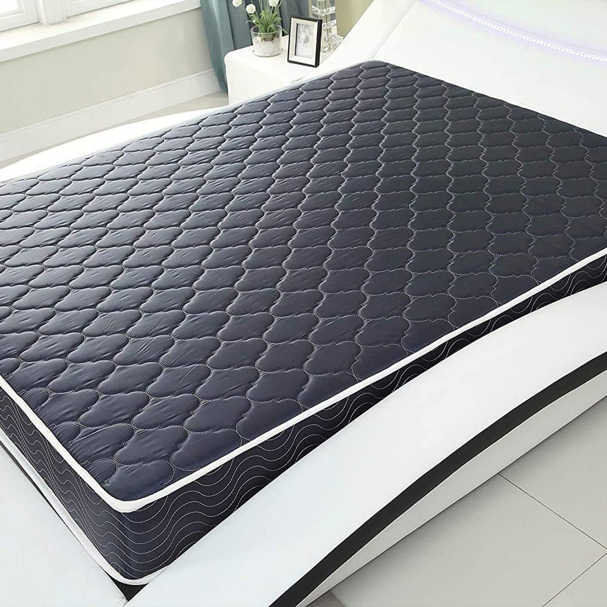 6" Waterproof High-Density Foam Mattress with Navy Blue Diamond-Quilted Breathable Fabric