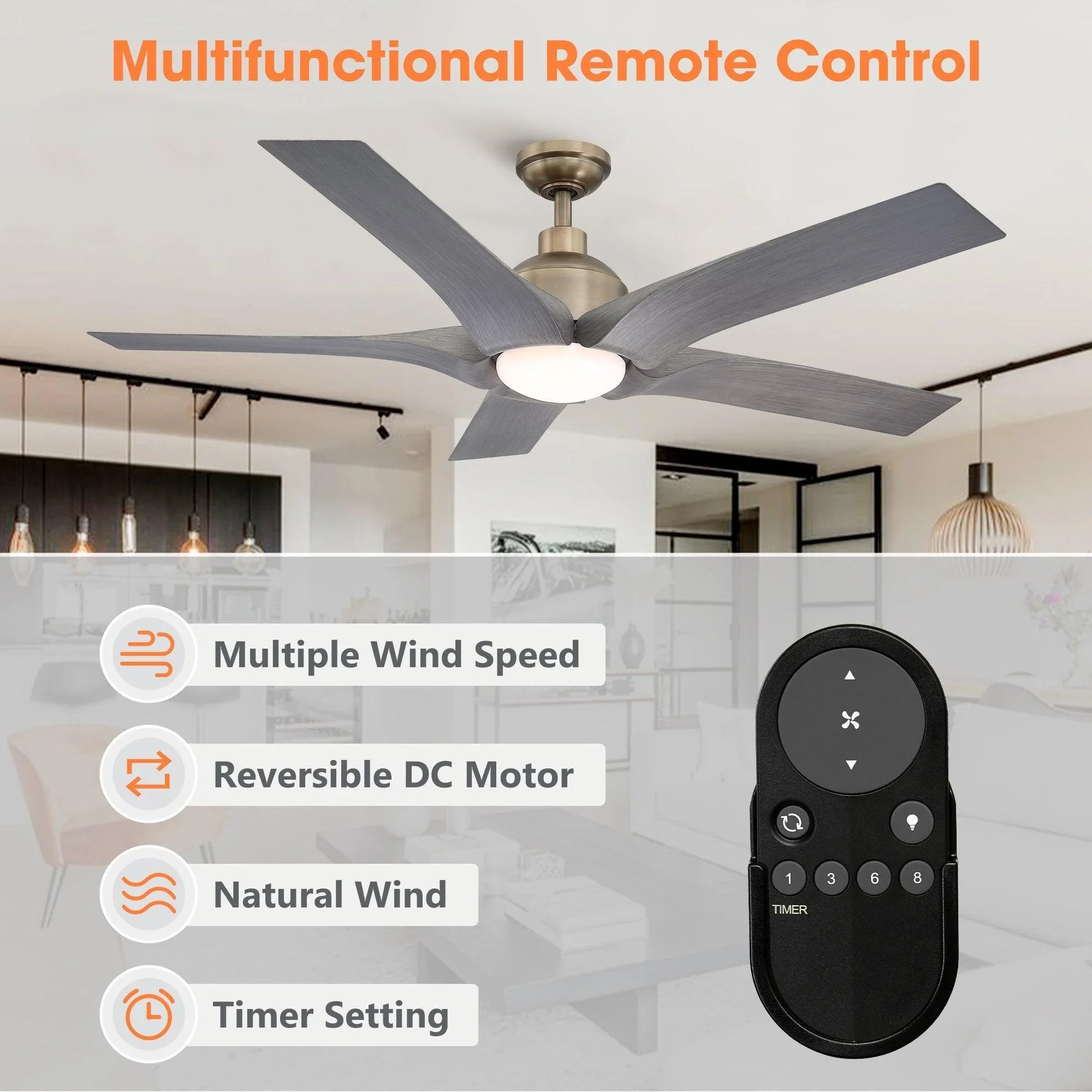 56" Genoa Farmhouse DC Motor Downrod Mount Reversible Ceiling Fan with Lighting and Remote Control