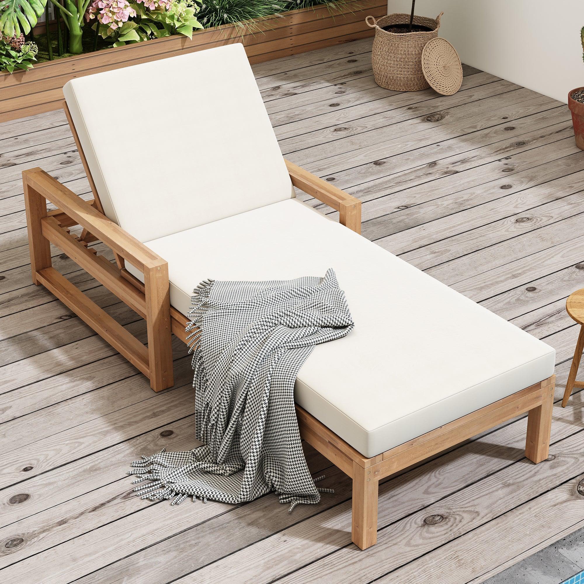 Sillones de exterior, tumbona de 5 posiciones para exterior, tumbona de patio con cojín y respaldo ajustable, tumbonas de piscina para patio, terraza y jardín.